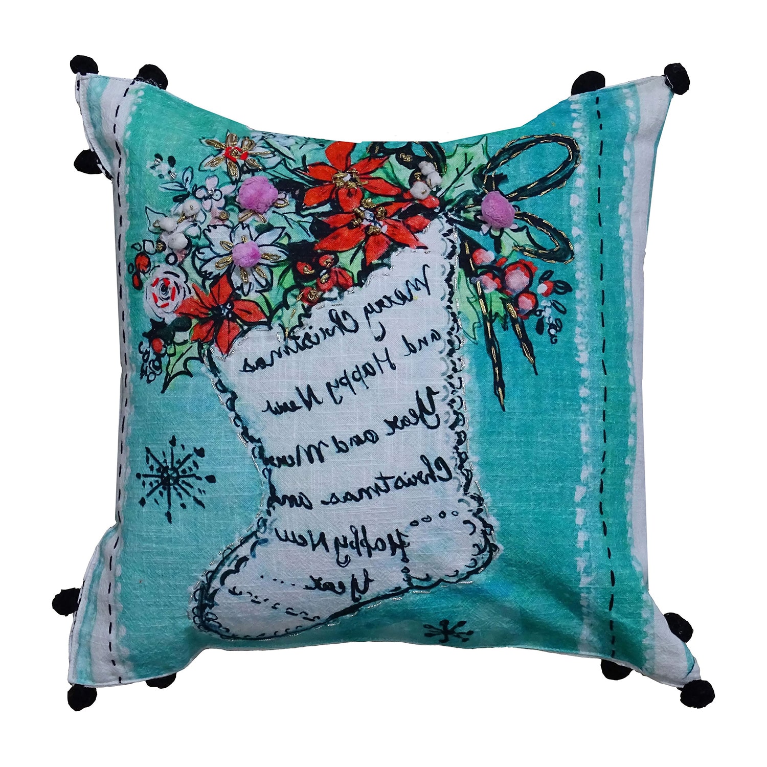 Vibhsa Holiday Cheer Square Throw Pillow