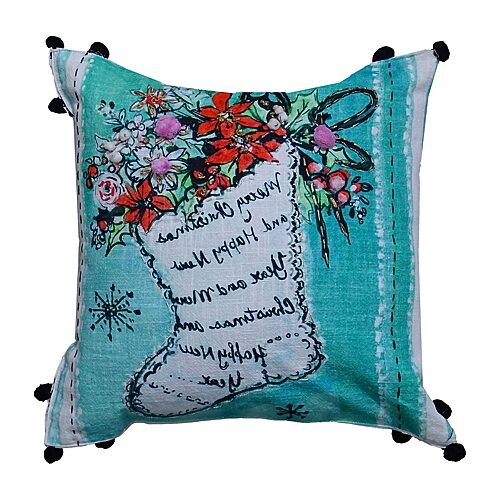 Vibhsa Holiday Cheer Square Throw Pillow In Red