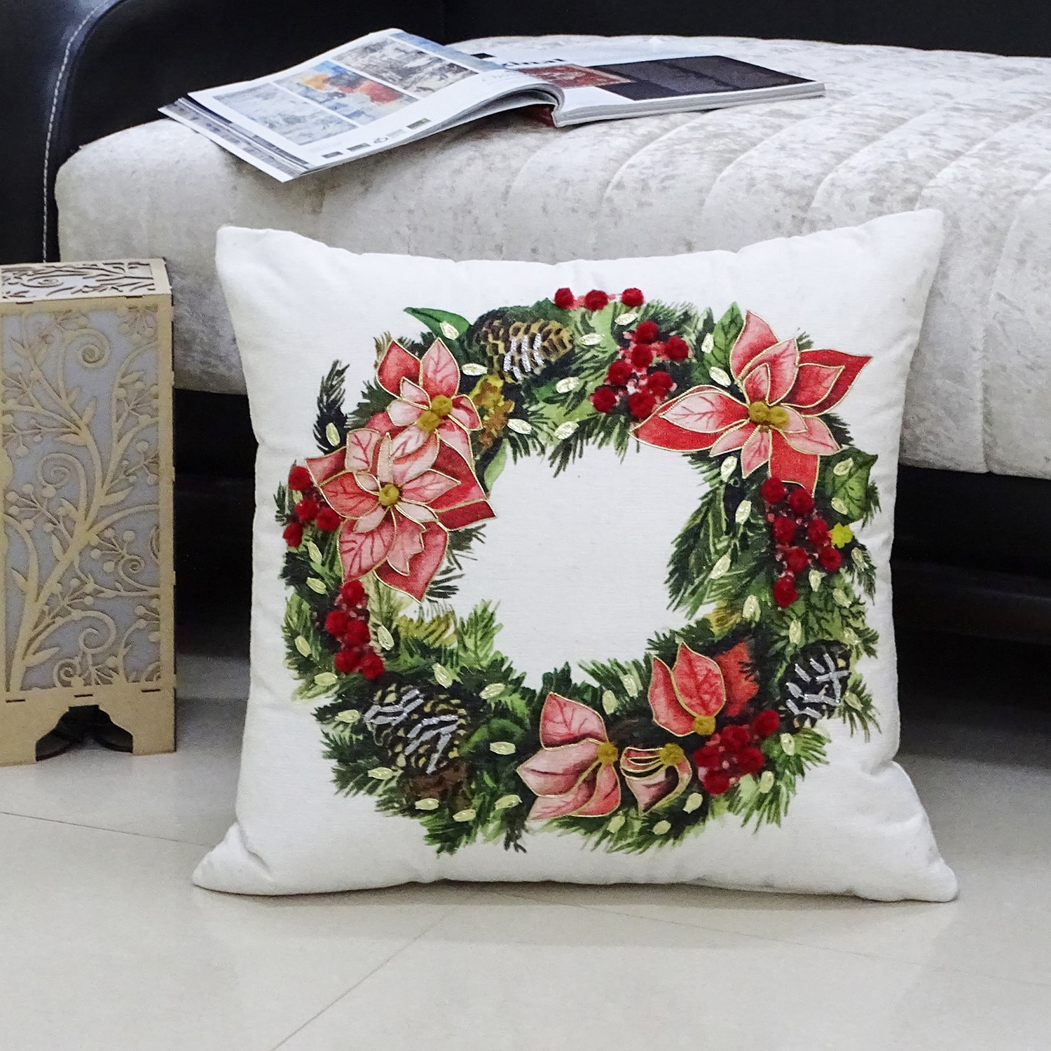 Vibhsa Holiday Cheer Square Throw Pillow