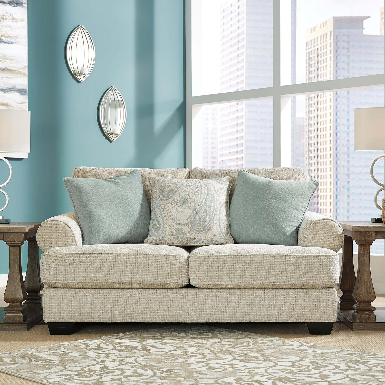 Signature Design by Ashley® Monmouth Roll-Arm Upholstered Loveseat
