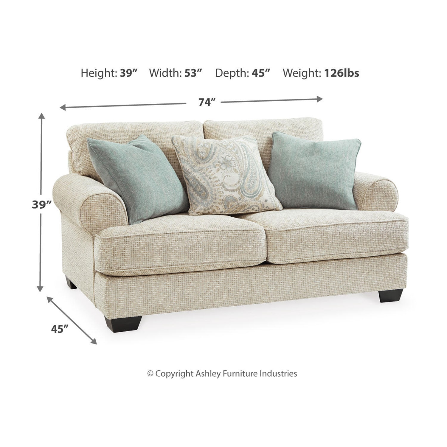 Signature Design by Ashley® Monmouth Roll-Arm Upholstered Loveseat