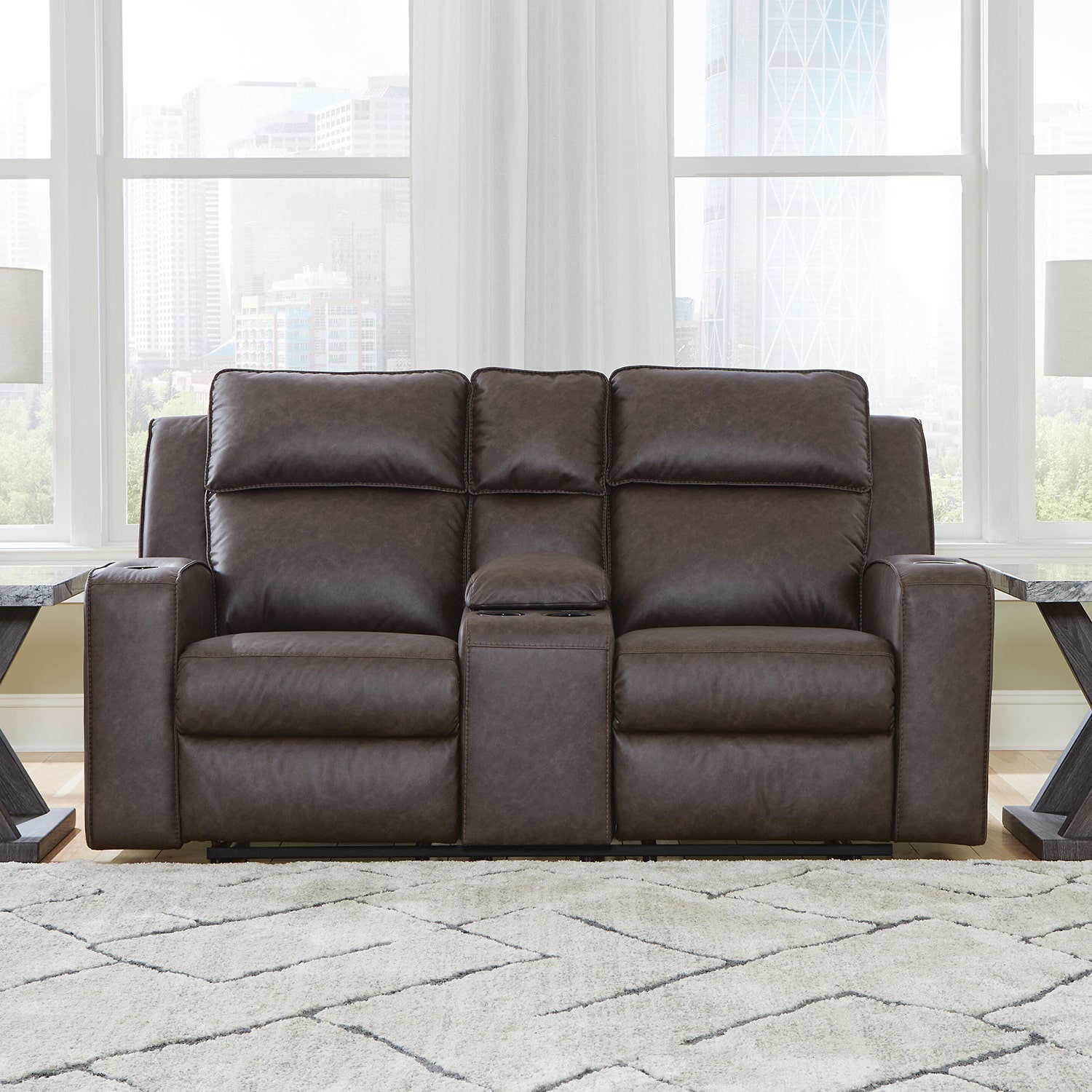 Signature Design by Ashley® Lawndale Track-Arm Upholstered Reclining Loveseat