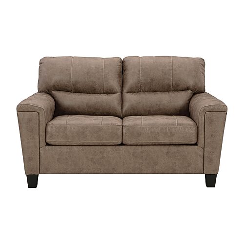 Signature Design by Ashley Nanticoke Pad-Arm Upholstered Loveseat, One Size, Gray