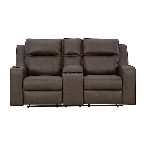 Signature Design by Ashley Lawndale Track-Arm Upholstered Reclining Loveseat, One Size, Brown