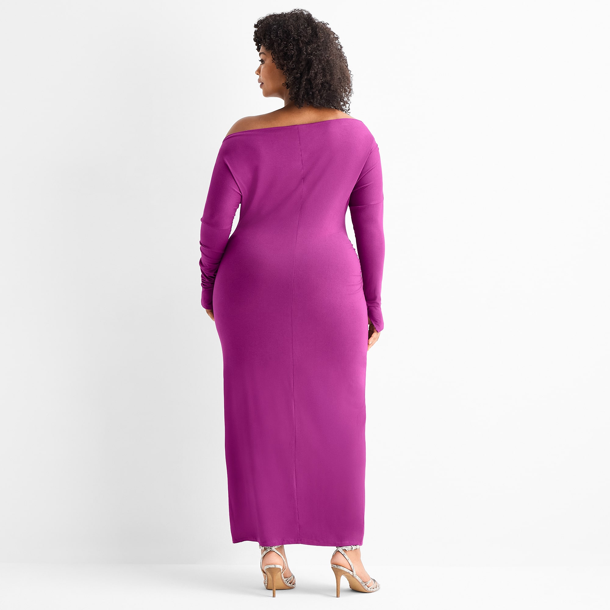 Ashley Graham Womens Plus Boat Neck Long Sleeve Dolman Bodycon Dress