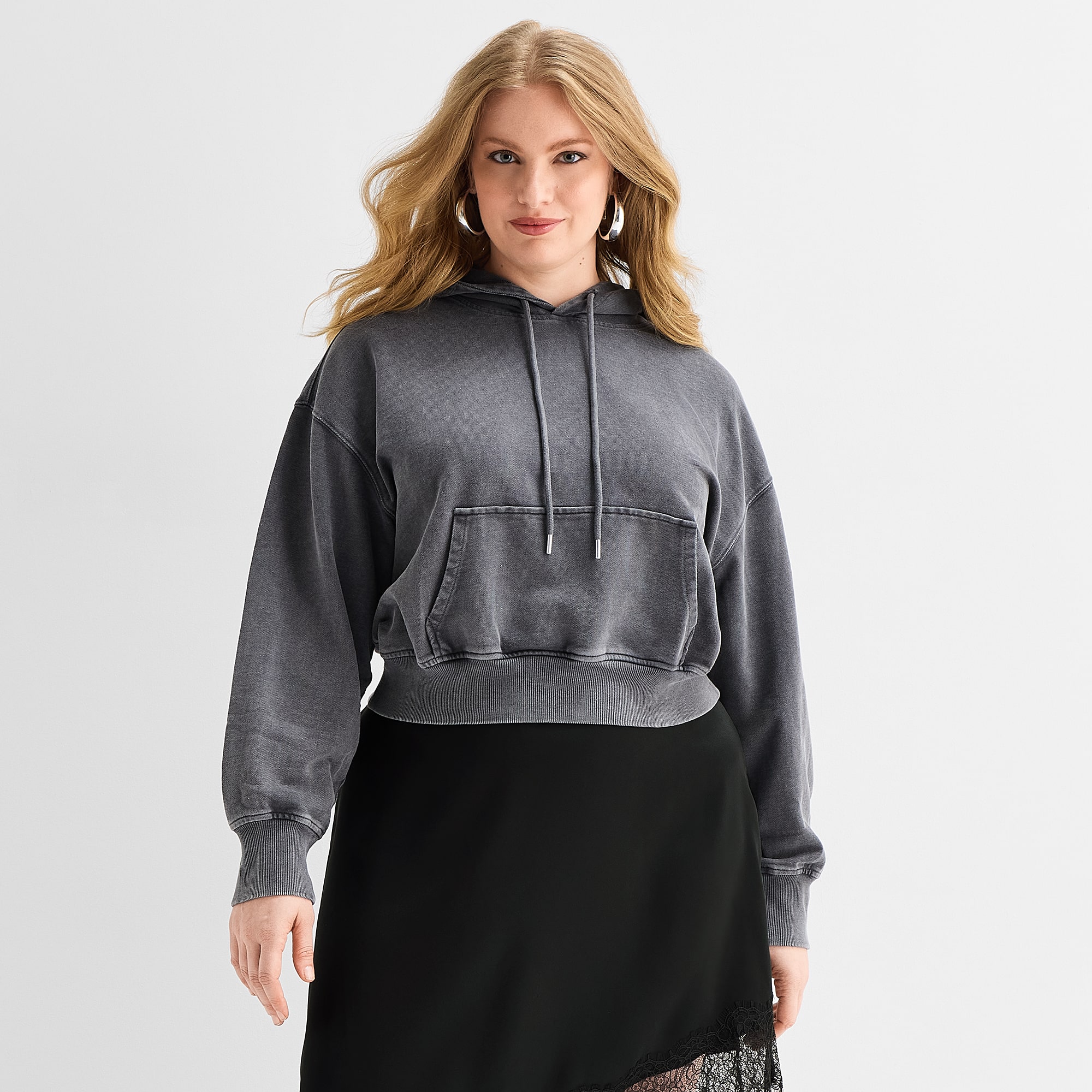 Ashley Graham Womens Plus Long Sleeve Hoodie