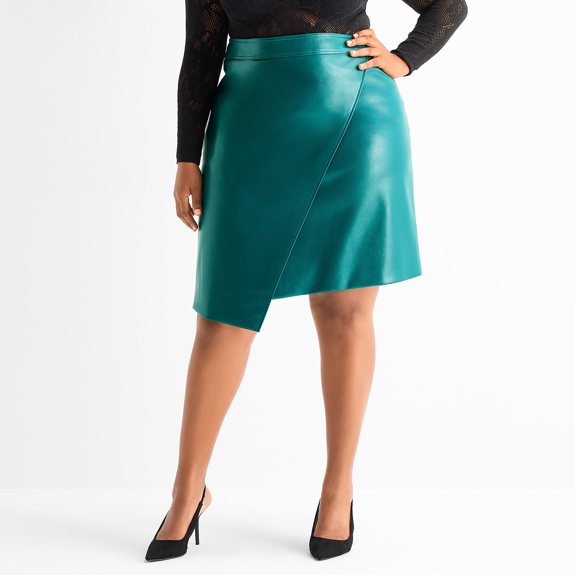 Ashley Graham Womens Plus High Rise Pencil Skirt