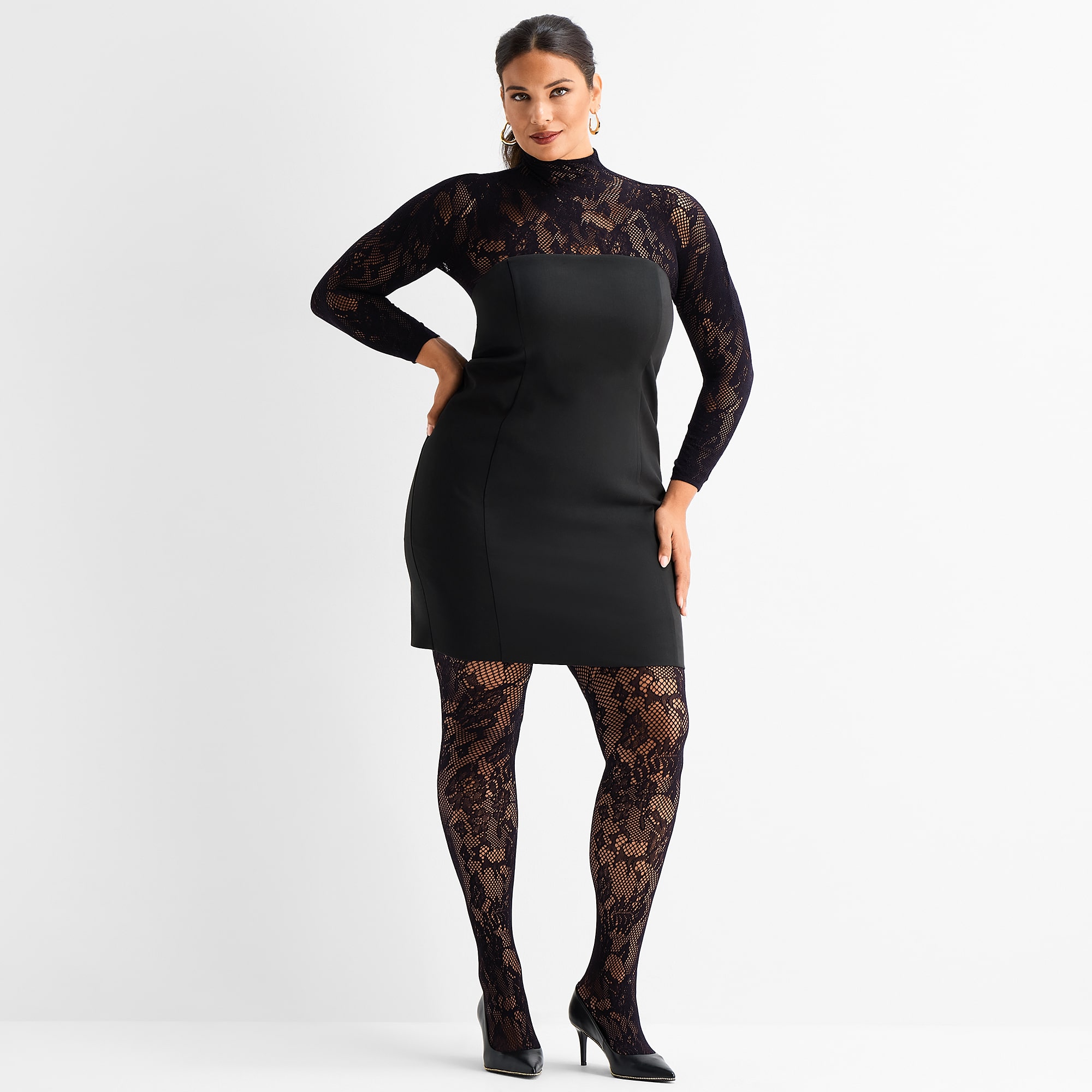 Ashley Graham Womens Plus V Neck Sleeveless Shift Dress