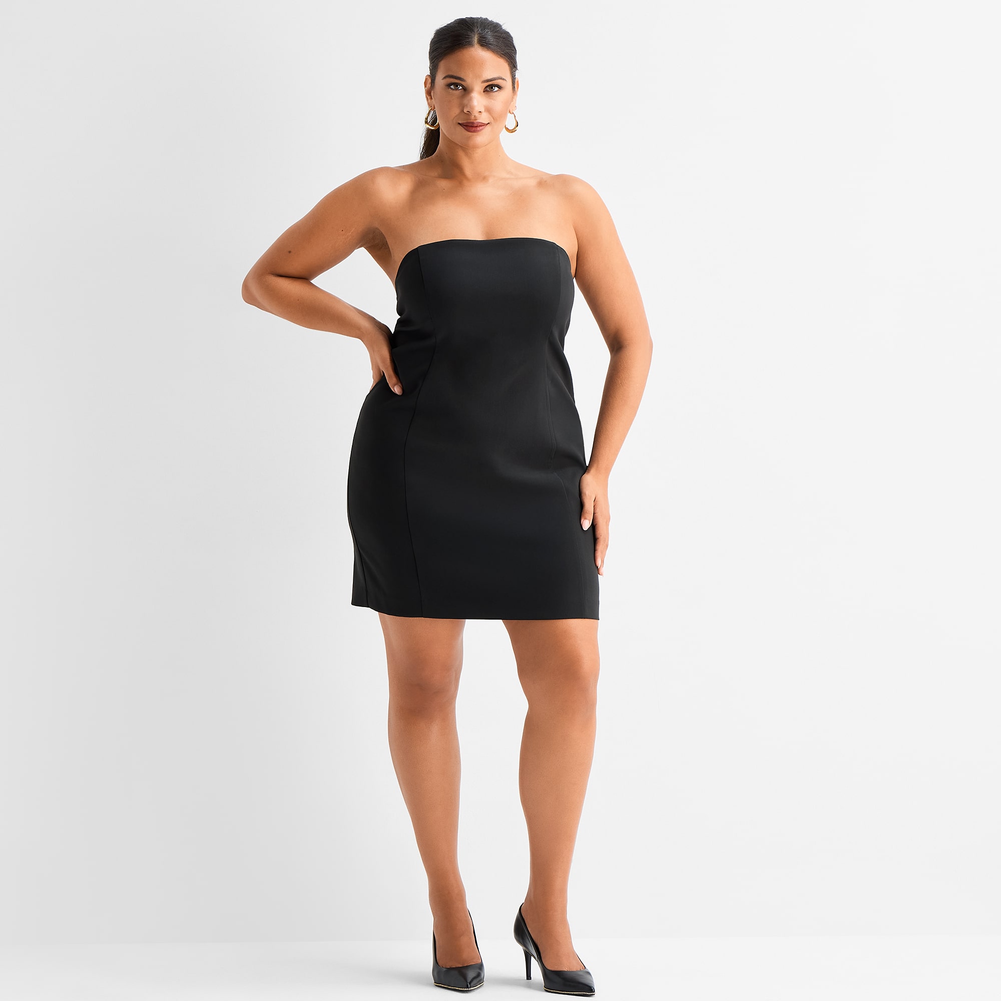 Ashley Graham Womens Plus V Neck Sleeveless Shift Dress