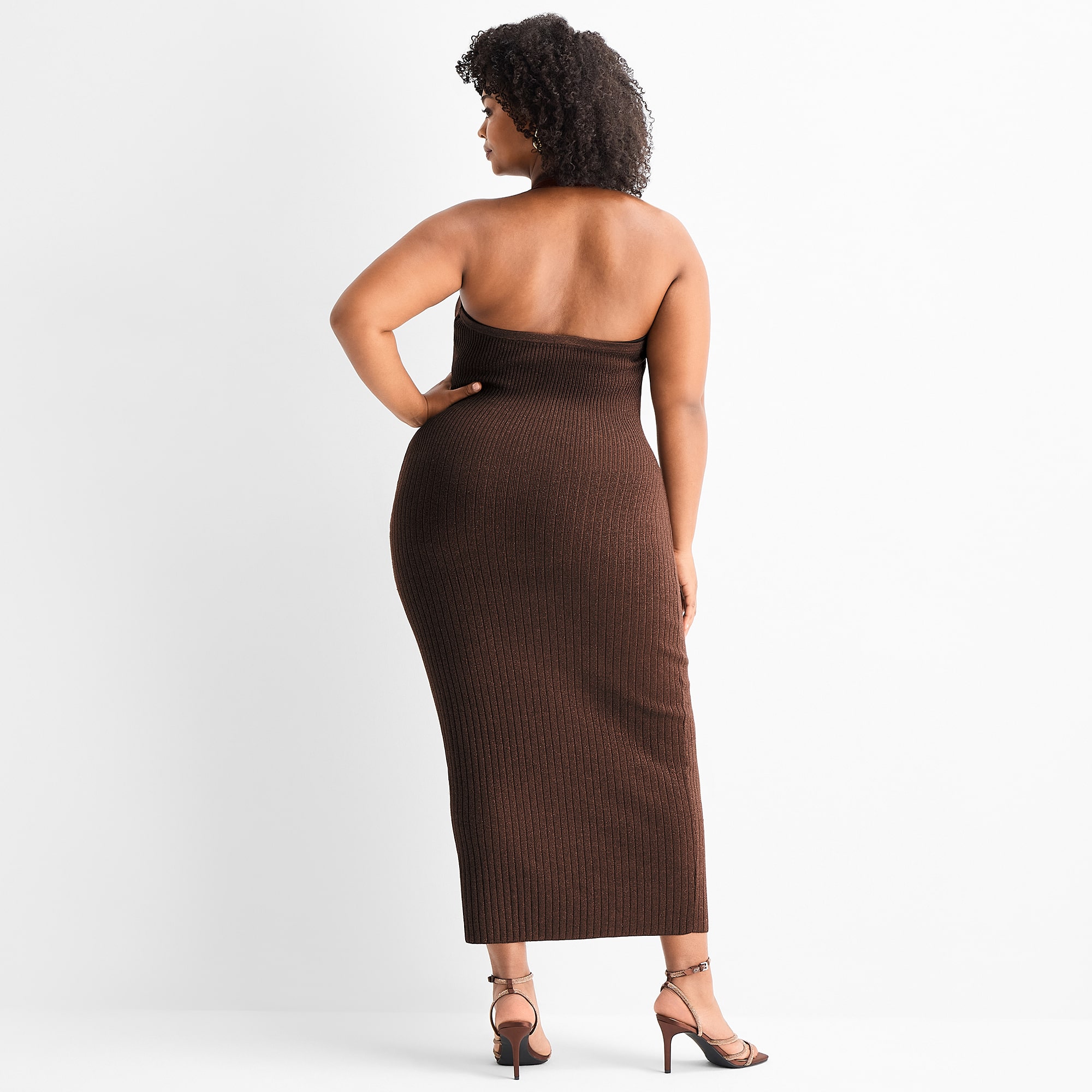 Ashley Graham Womens Plus Halter Neck Sleeveless Shift Dress