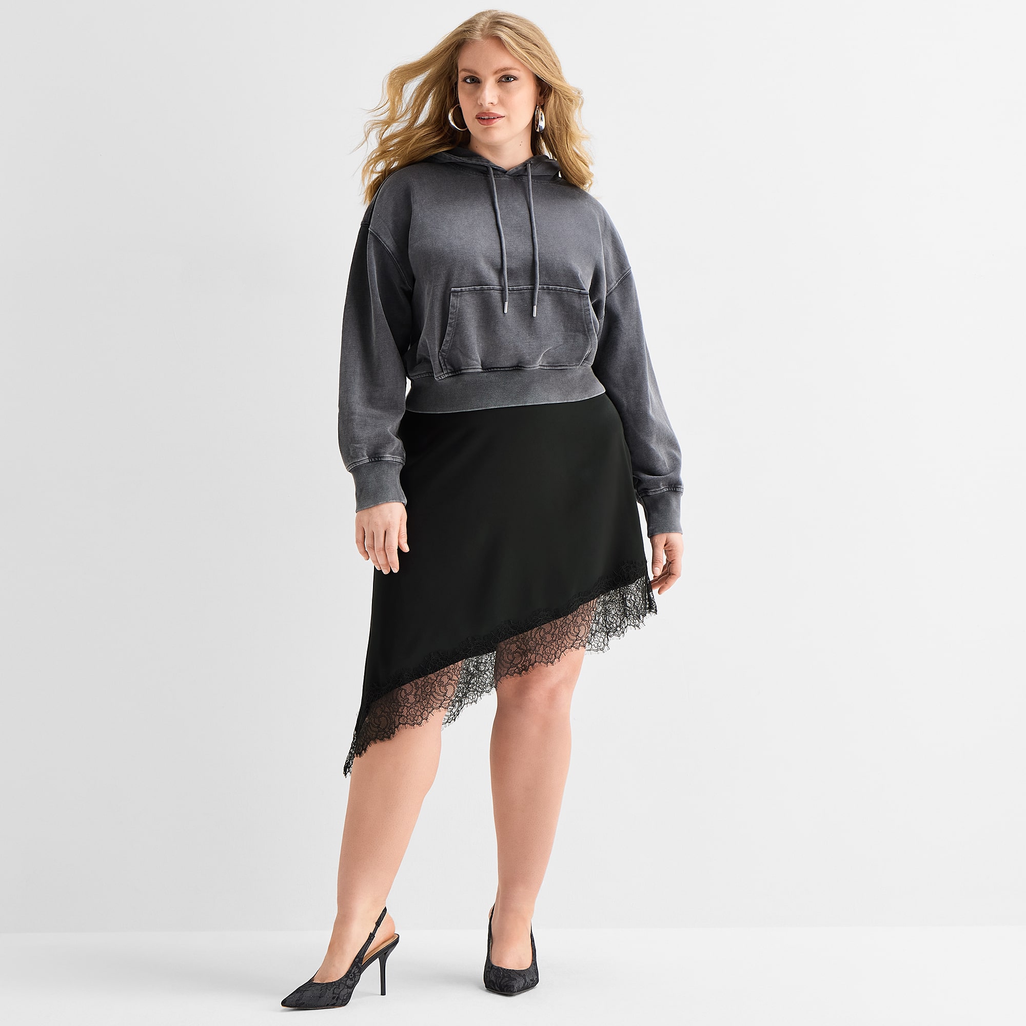 Ashley Graham Womens Plus Long Sleeve Hoodie