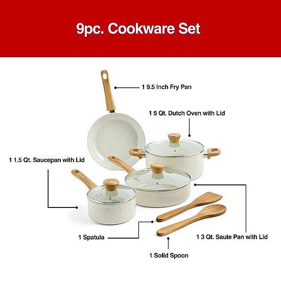 Cooks Speckle Ceramic 9-pc. Cookware Set