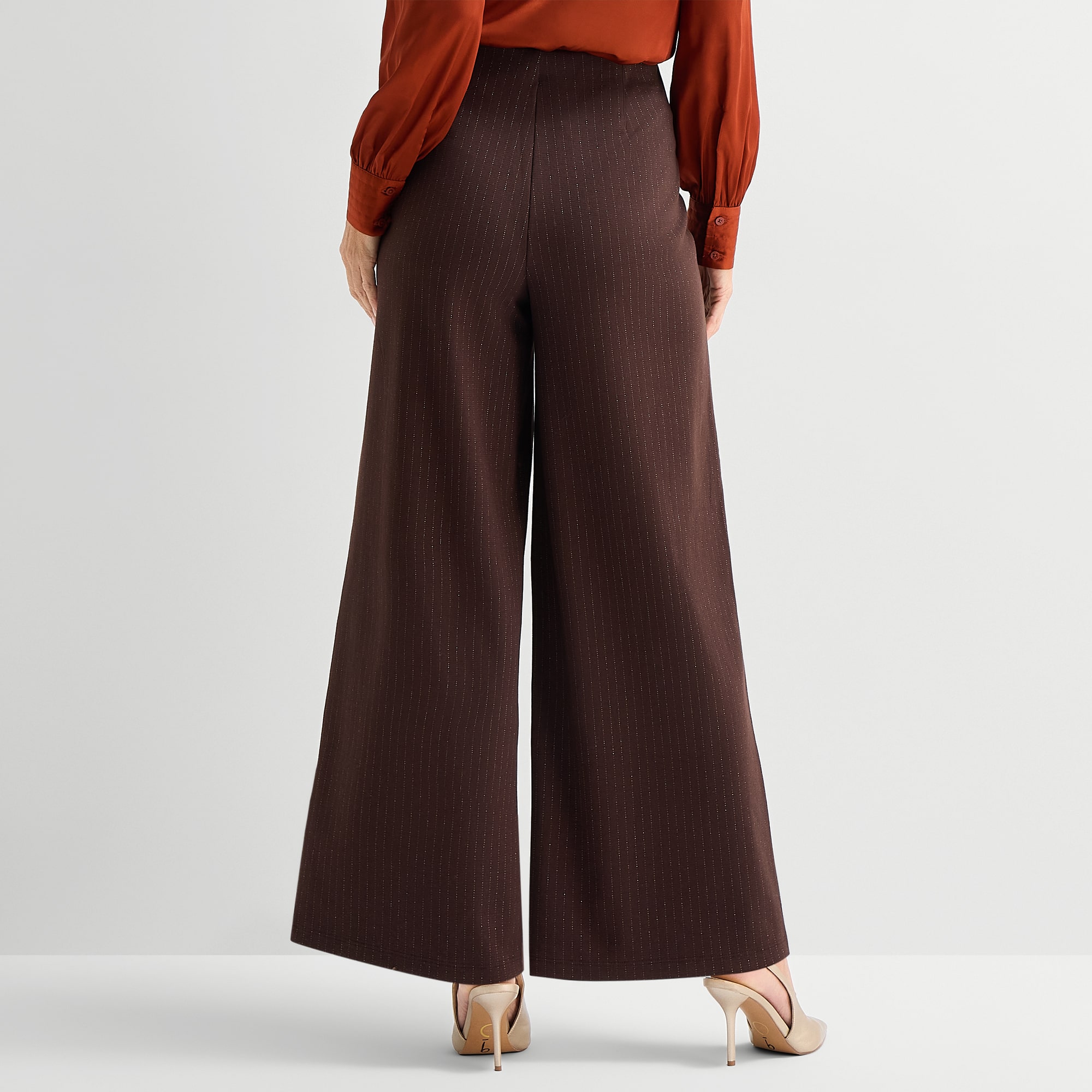 Liz Claiborne Pinstripe Womens Tall Wide Leg Pull-On Pant