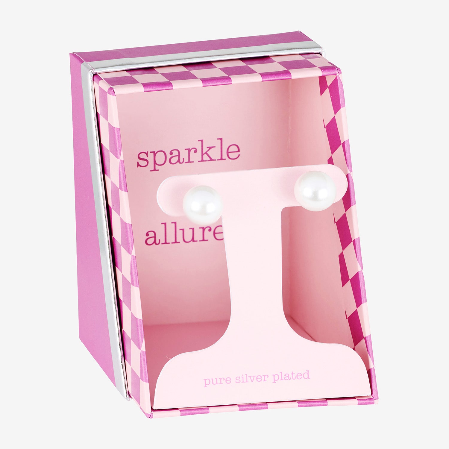 Sparkle Allure White Simulated Pearl 10mm Round Stud Earrings