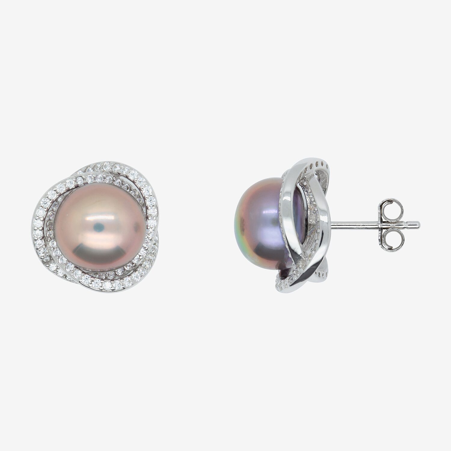 Limited Quantities! Dyed Black Cultured Freshwater Pearl Sterling Silver 18mm Stud Earrings