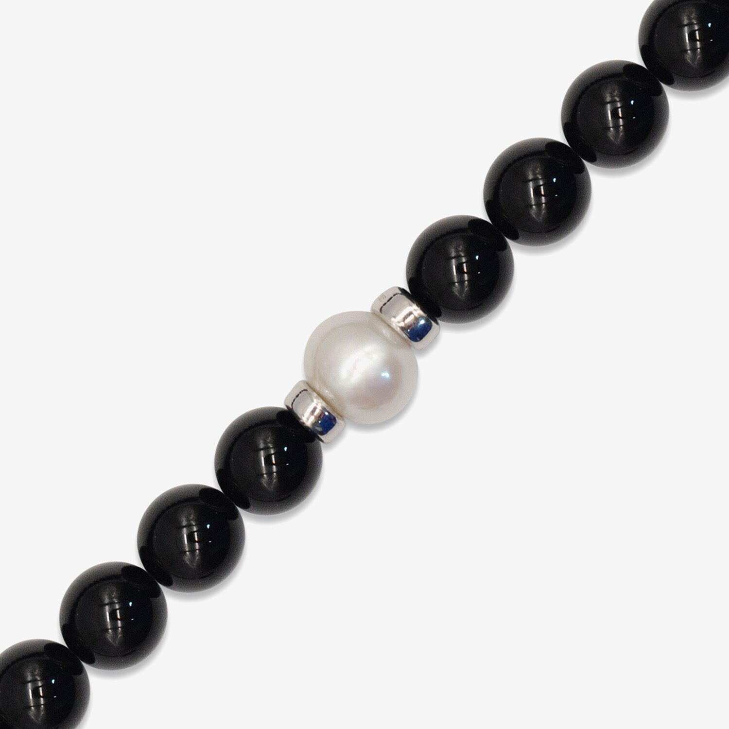 Limited Quantities! Womens Genuine Black Onyx Cultured Freshwater Pearl Sterling Silver Stretch Bracelet