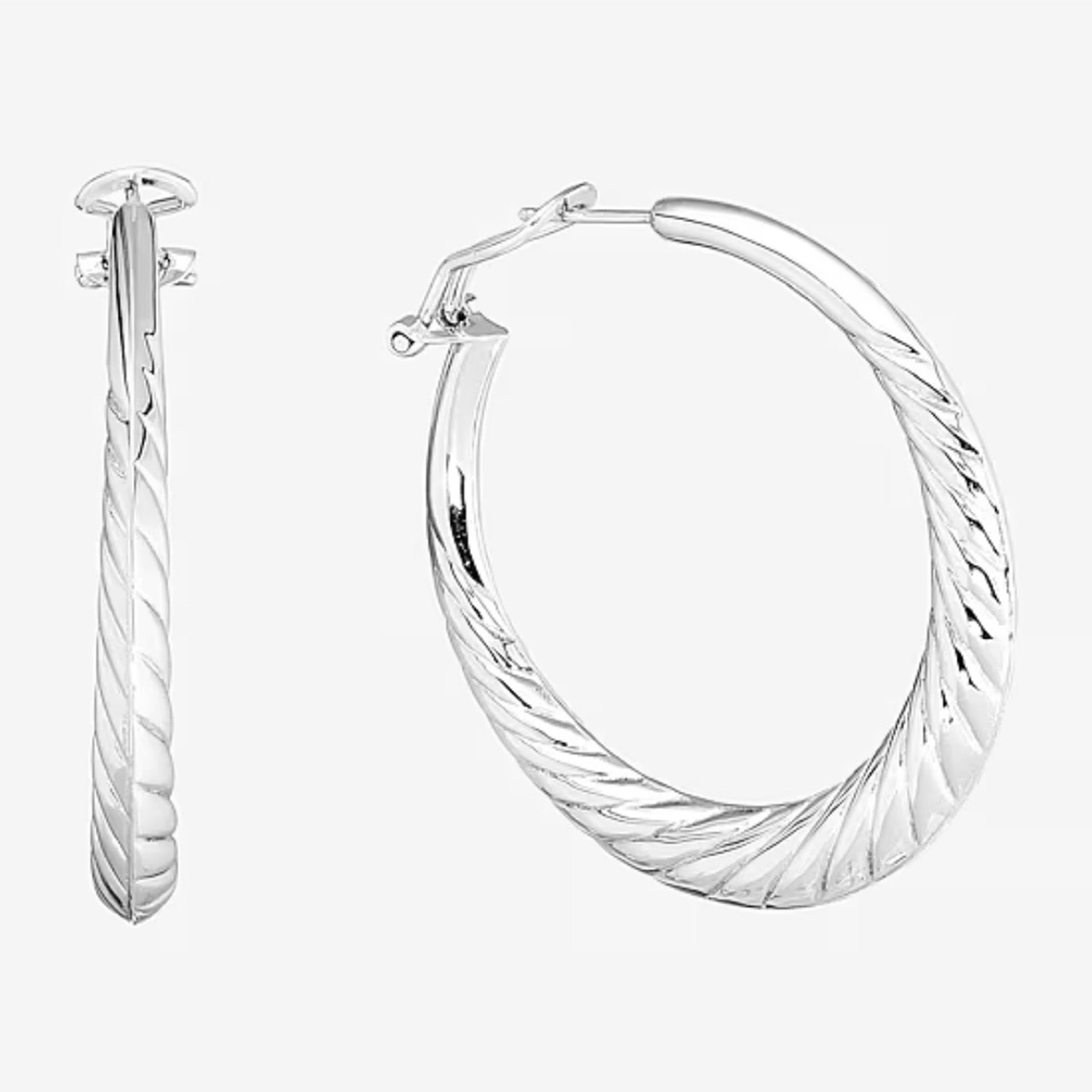 Womens Sterling Silver 50mm Infinity Hoop Earrings