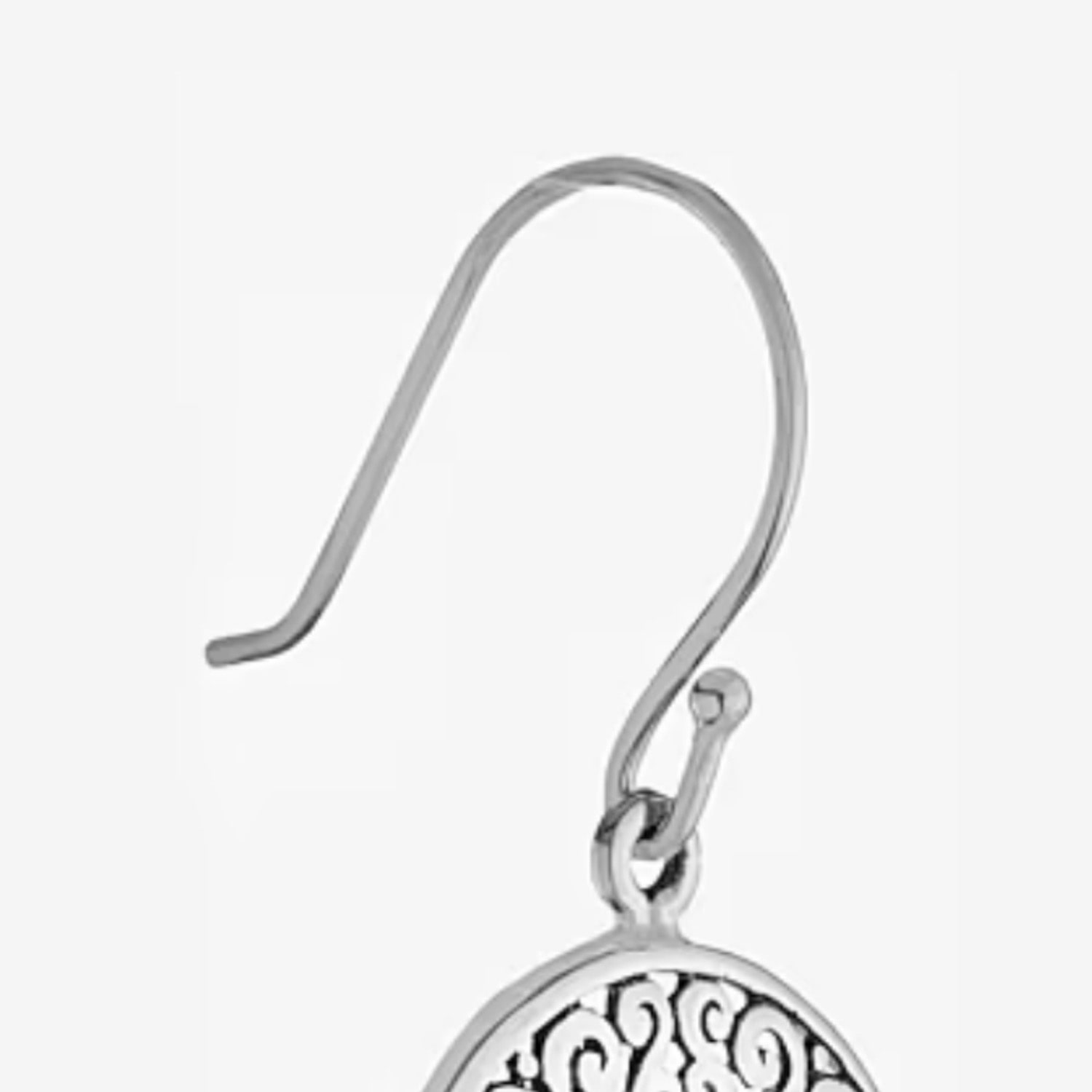 Tree Of Life Womens Genuine White Mother Of Pearl Sterling Silver Round Drop Earrings