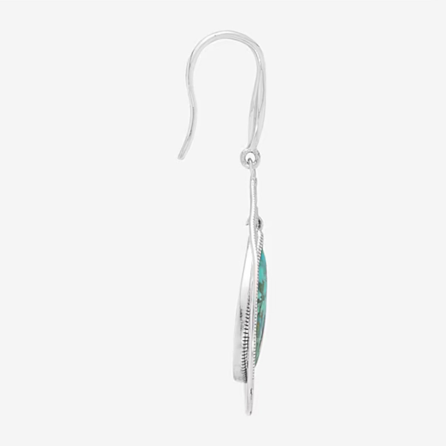Womens Blue Turquoise Sterling Silver Drop Earrings