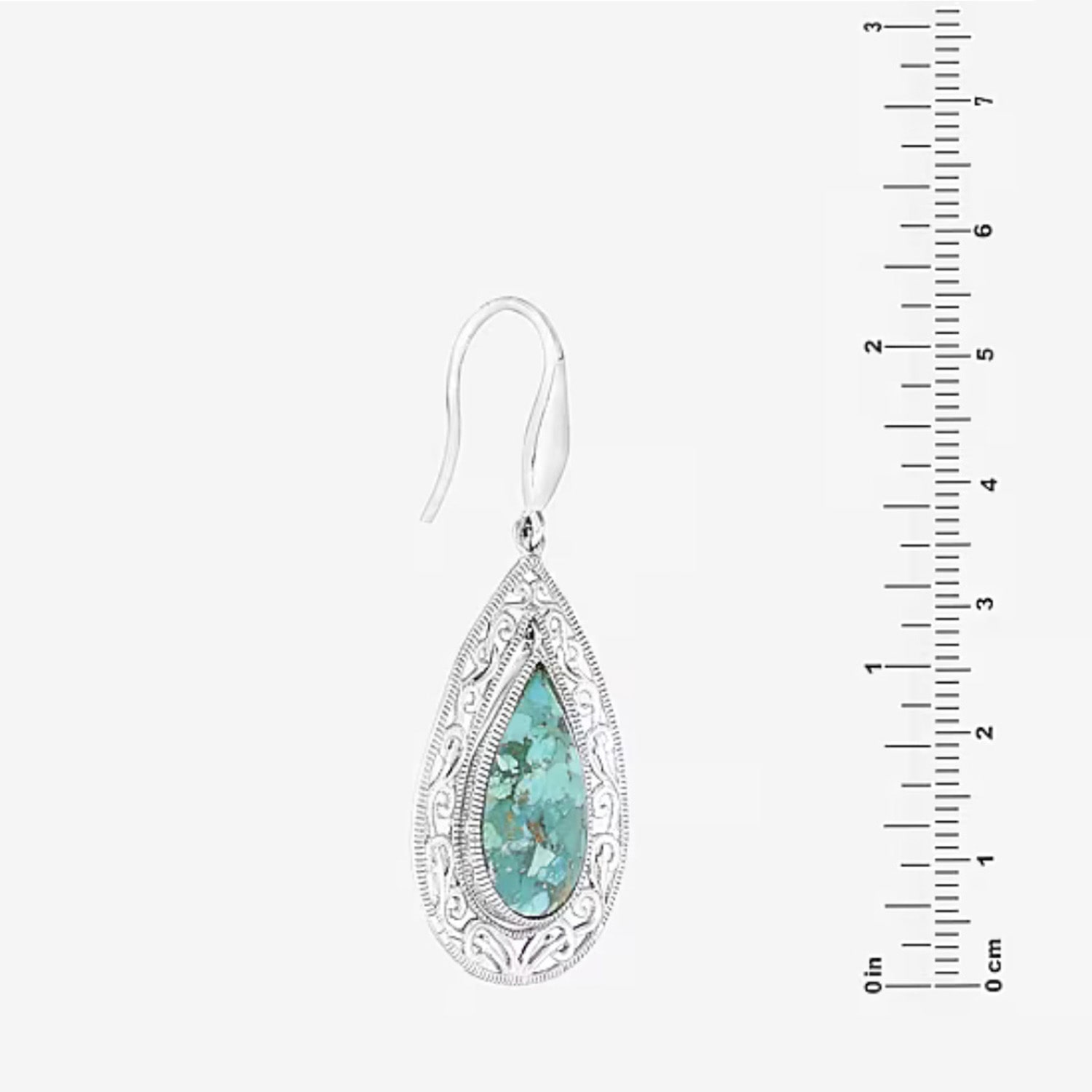 Womens Blue Turquoise Sterling Silver Drop Earrings
