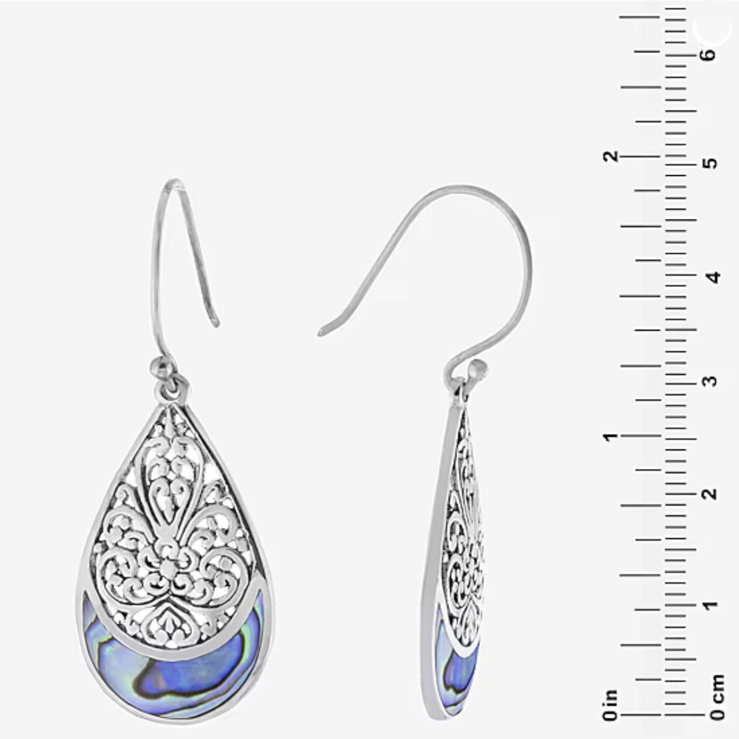 Bali Inspired Womens Gray Abalone Sterling Silver Drop Earrings