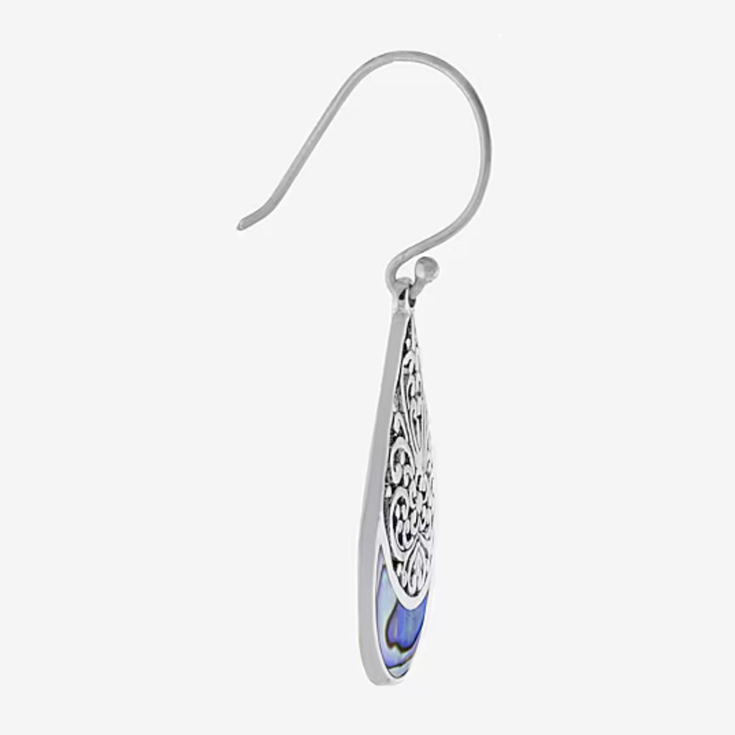 Bali Inspired Womens Gray Abalone Sterling Silver Drop Earrings