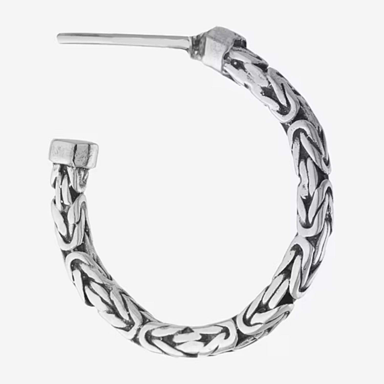 Bali Inspired Womens Sterling Silver 24.3mm Round Hoop Earrings