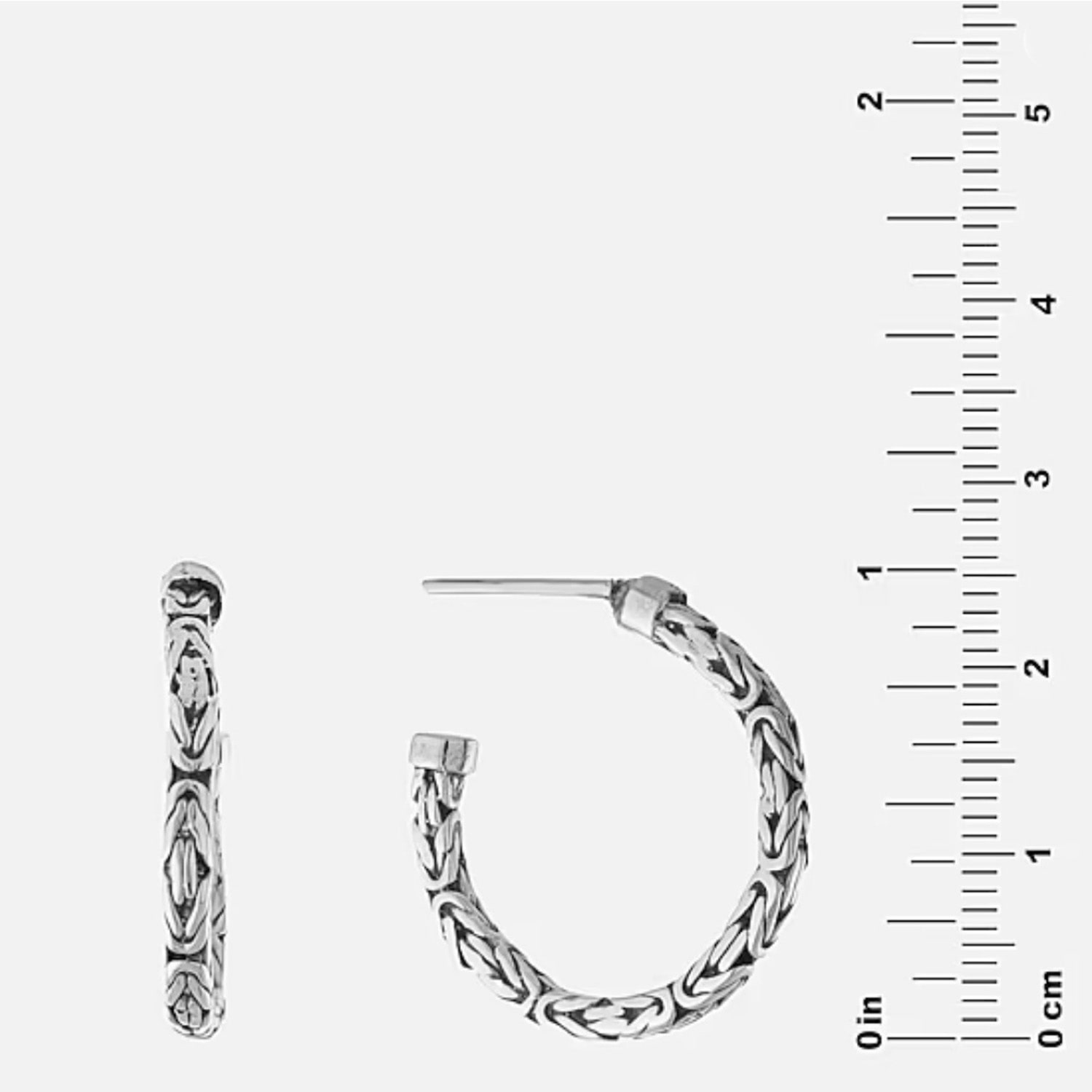 Bali Inspired Womens Sterling Silver 24.3mm Round Hoop Earrings