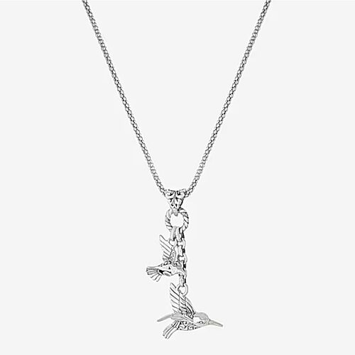 Bali Inspired Womens Sterling Silver Hummingbird Pendant Necklace, One Size