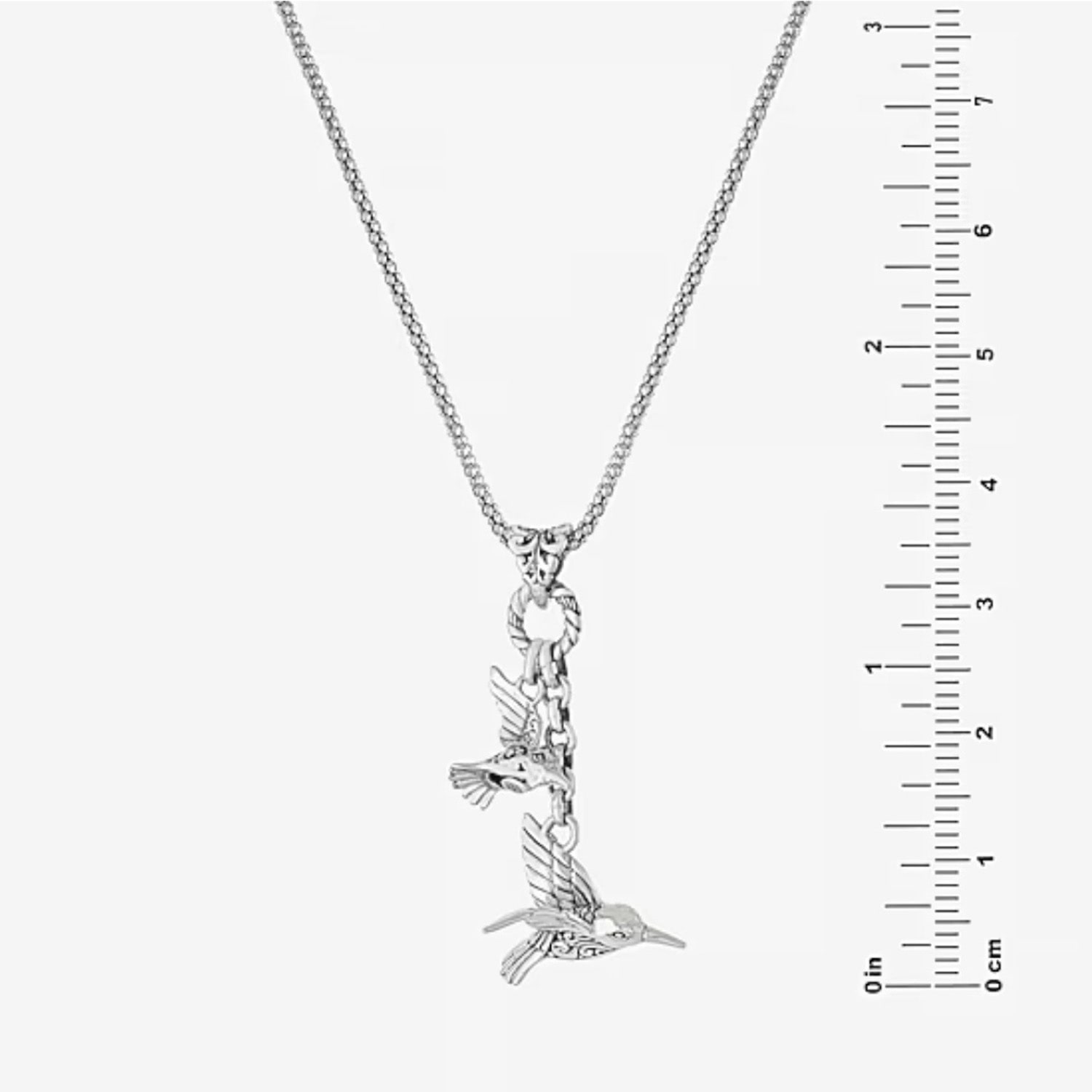 Bali Inspired Womens Sterling Silver Hummingbird Pendant Necklace