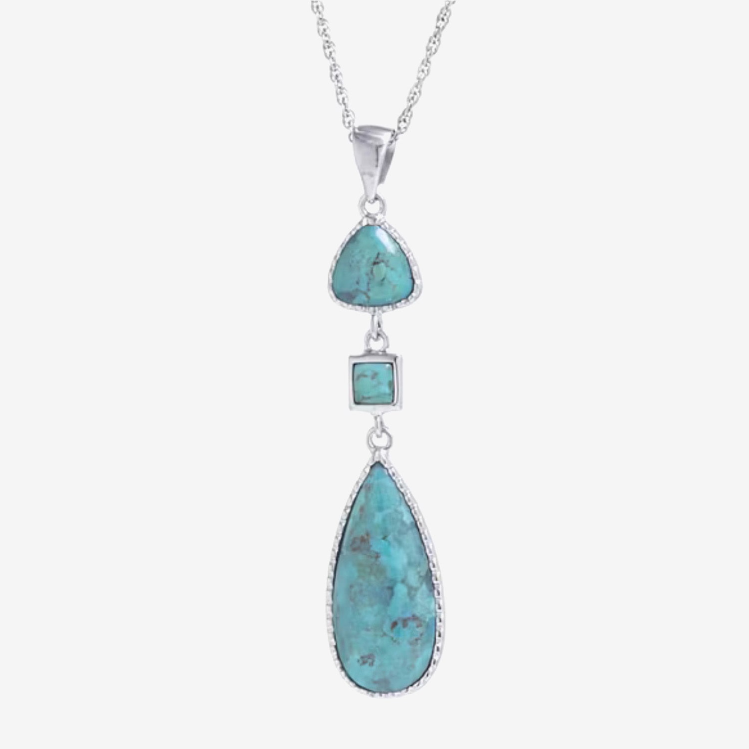 Womens Enhanced Blue Turquoise Sterling Silver 18 Inch Pendant Necklace