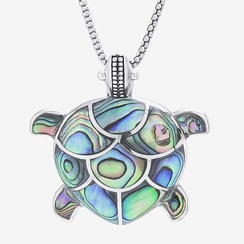 Turtle Womens Genuine Abalone Sterling Silver 18 Inch Pendant Necklace, One Size