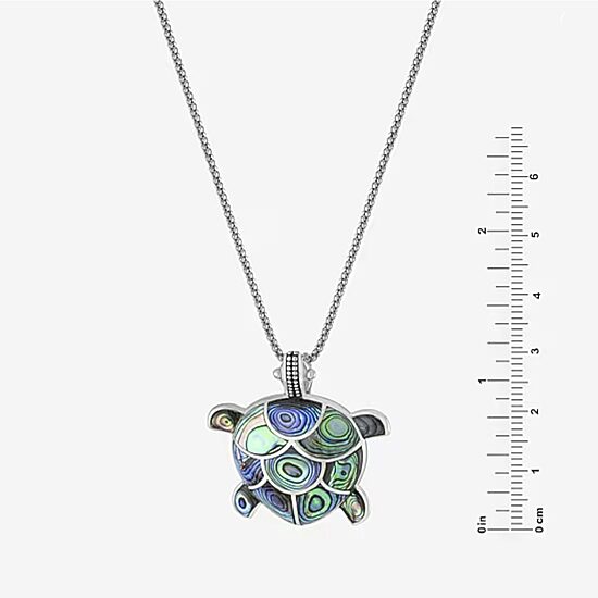 Turtle Womens Genuine Abalone Sterling Silver 18 Inch Pendant Necklace