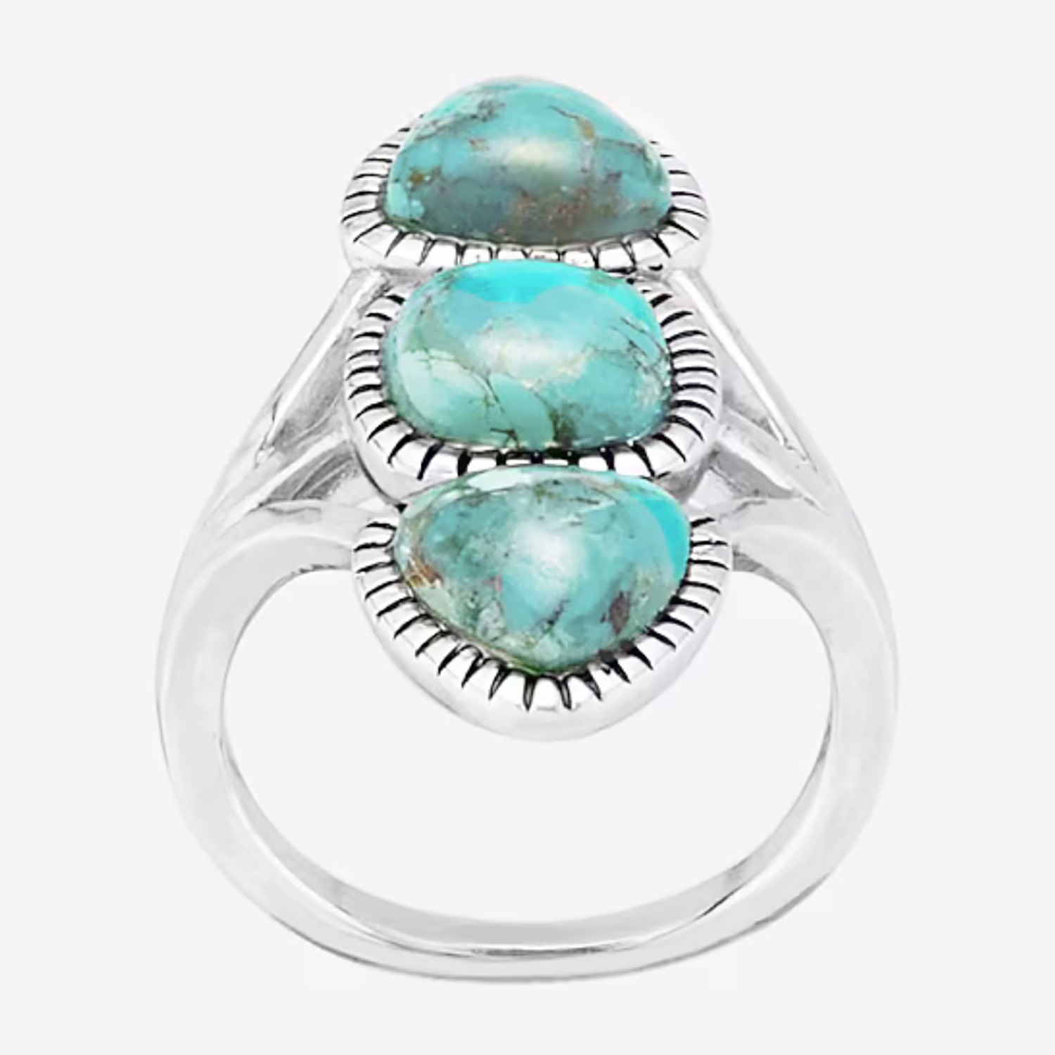 Womens Blue Turquoise Sterling Silver Cocktail Ring