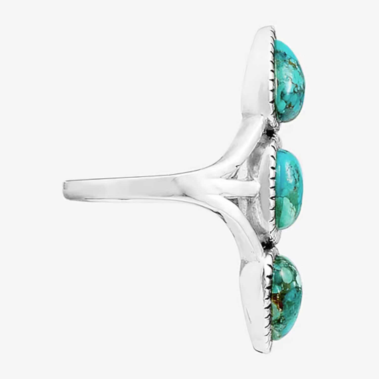 Womens Blue Turquoise Sterling Silver Cocktail Ring