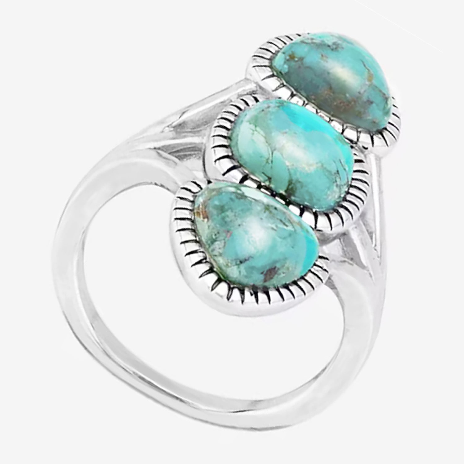 Womens Blue Turquoise Sterling Silver Cocktail Ring