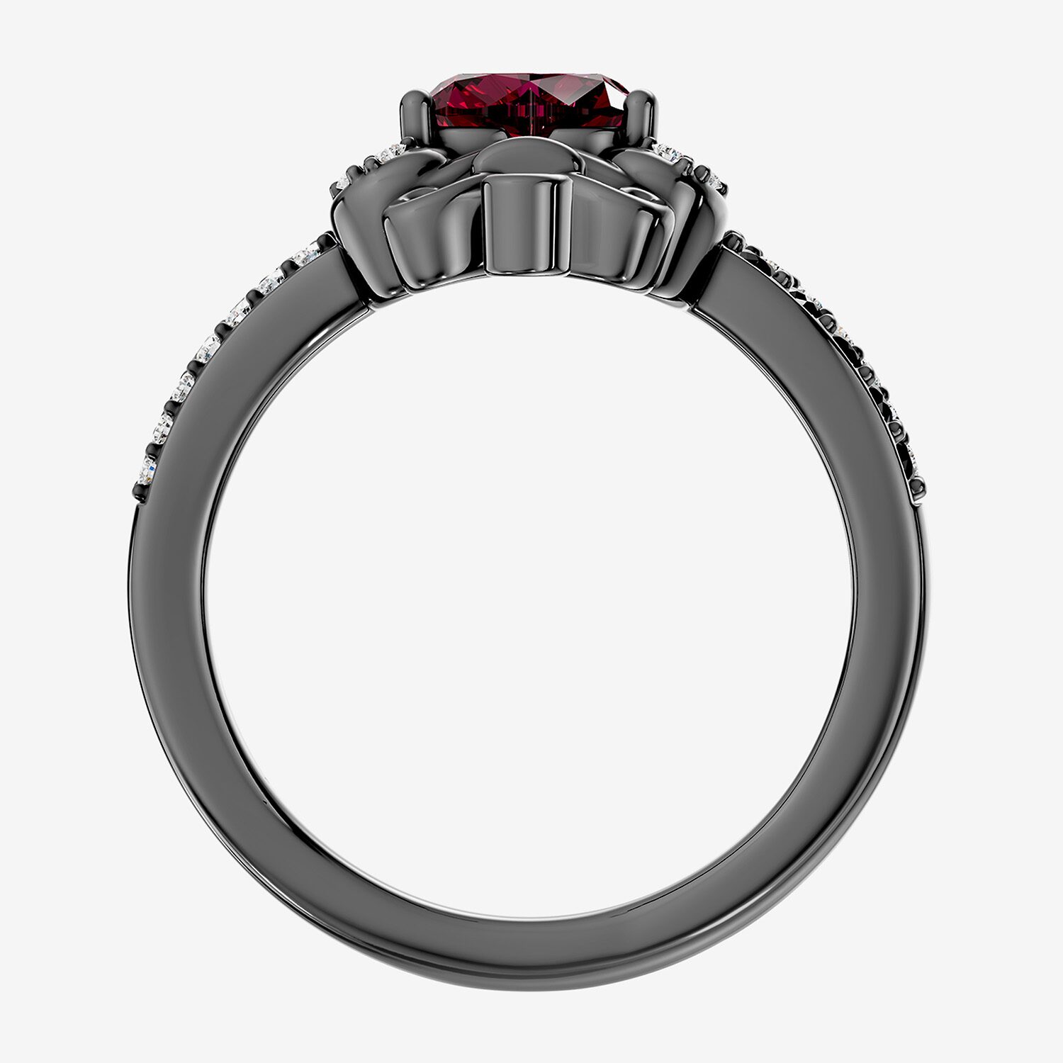 Enchanted Disney Fine Jewelry Evil Queen (I / I2) Womens 1/8 CT. T.W. Genuine Red Garnet Sterling Silver Heart Side Stone Cocktail Ring