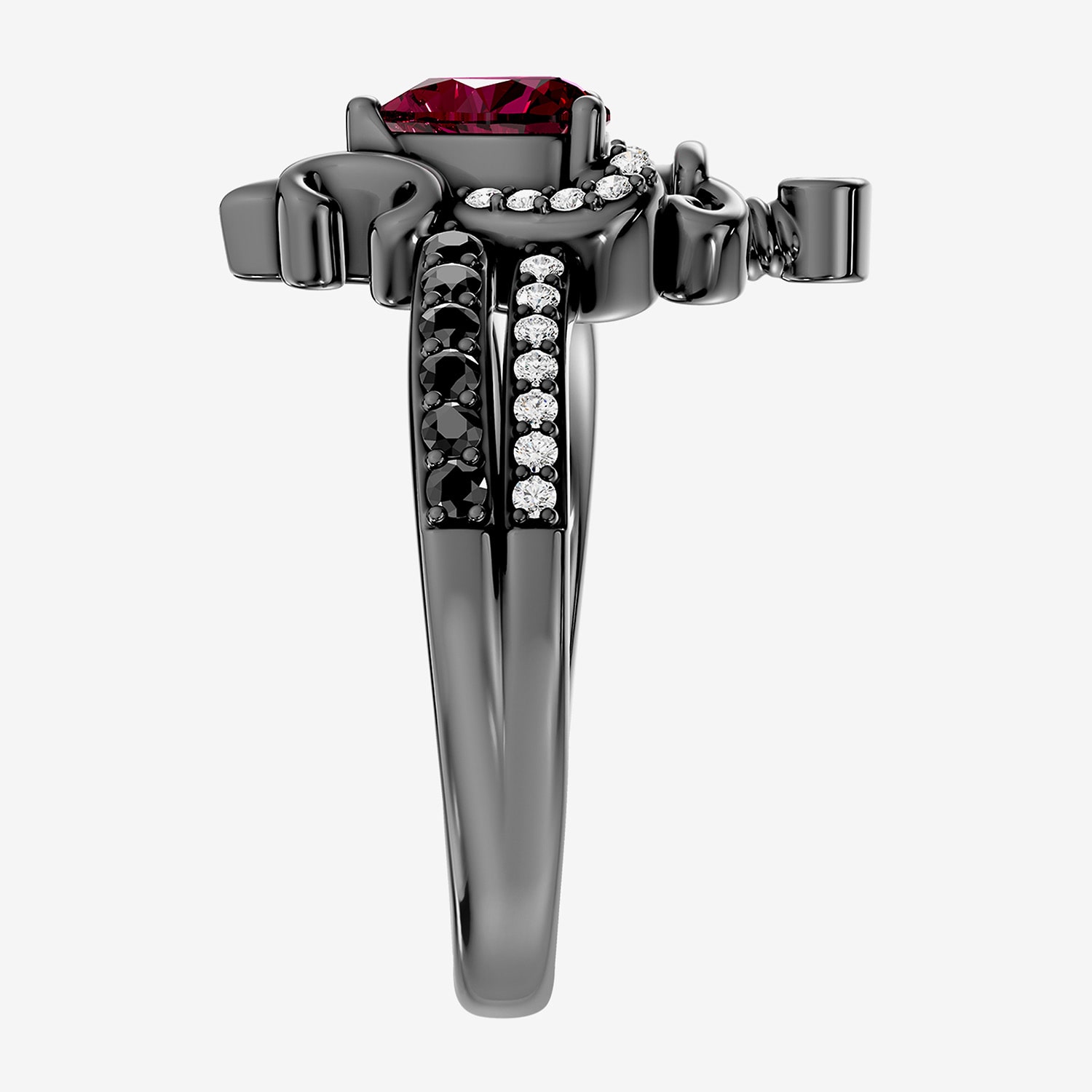 Enchanted Disney Fine Jewelry Evil Queen (I / I2) Womens 1/8 CT. T.W. Genuine Red Garnet Sterling Silver Heart Side Stone Cocktail Ring