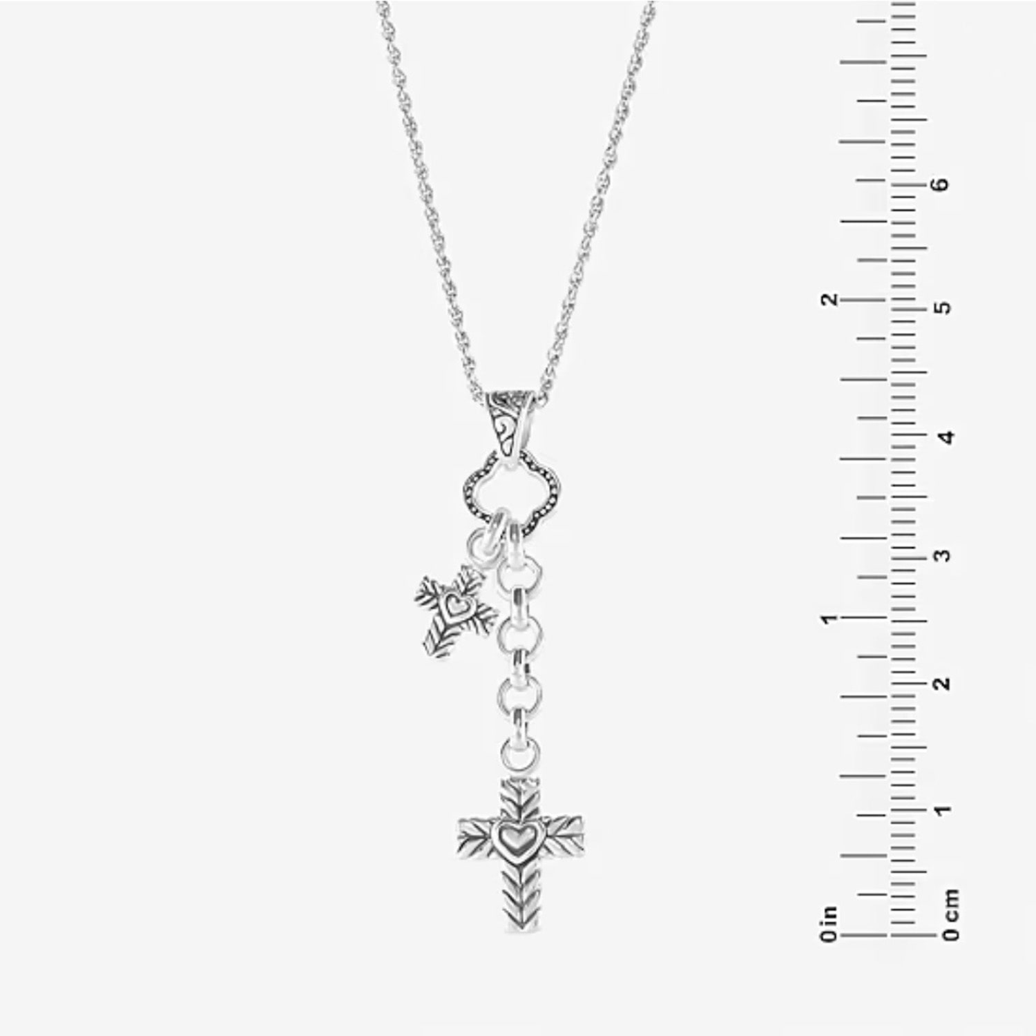 Bali Inspired Womens Enhanced Sterling Silver Cross 18 Inch Pendant Necklace