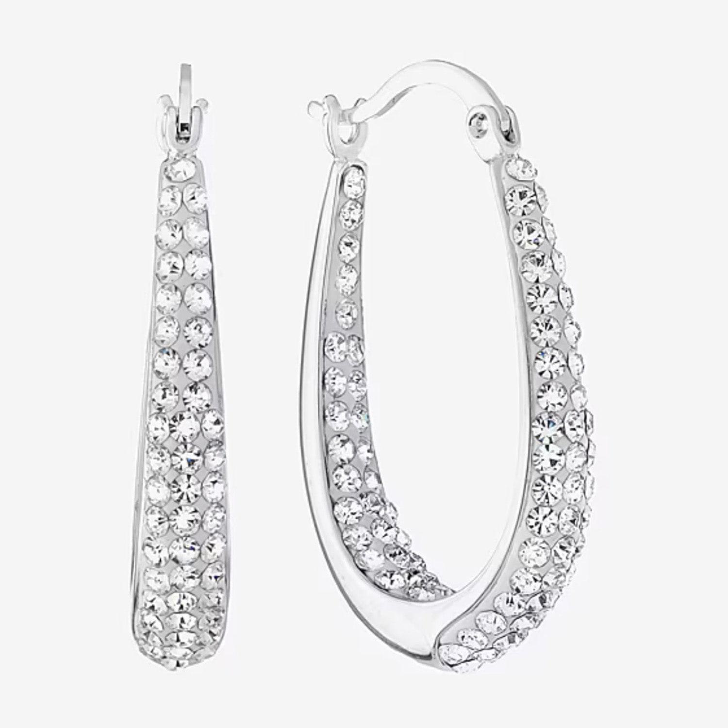 Sterling Silver Crystal Inside-Out Hoop Earrings 