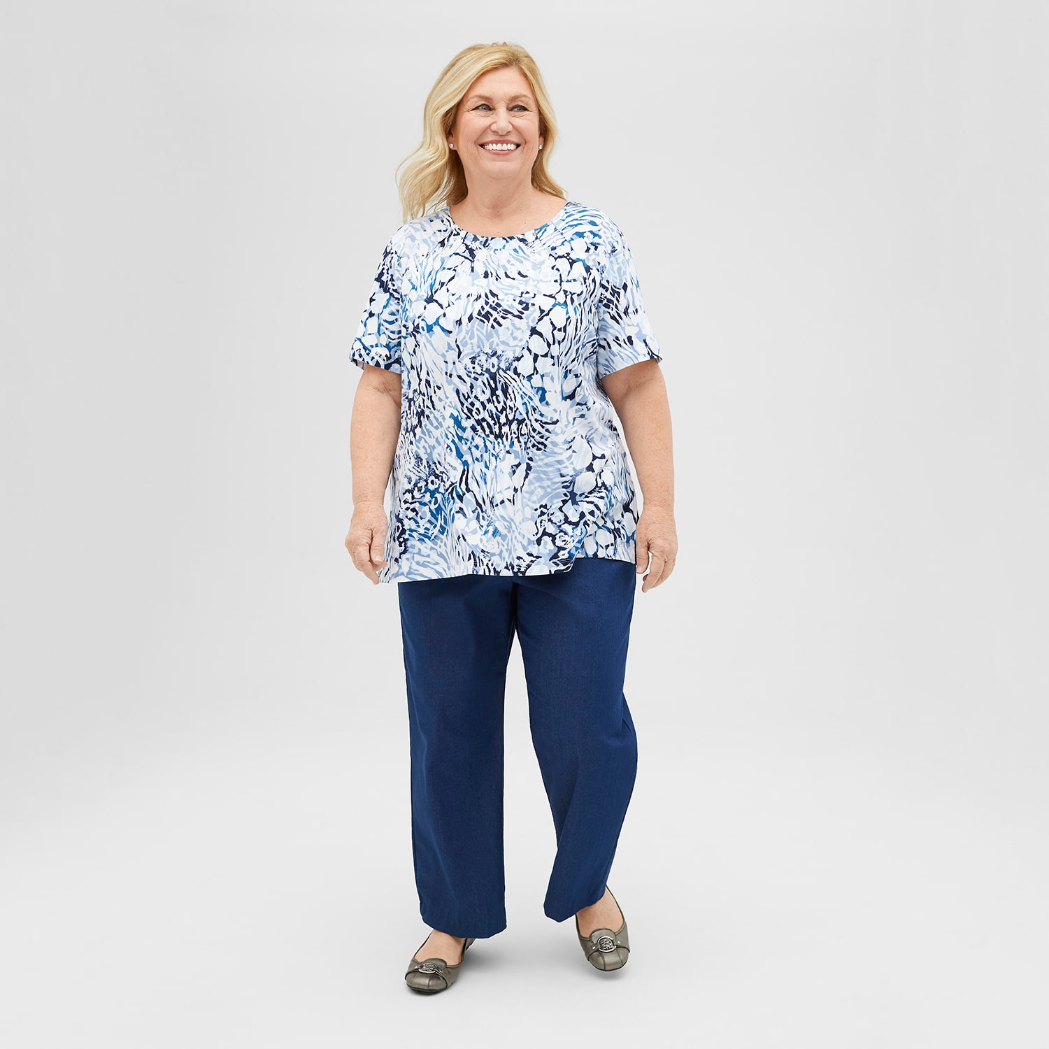 Alfred Dunner Classics Womens Plus Straight Pull-On Pants