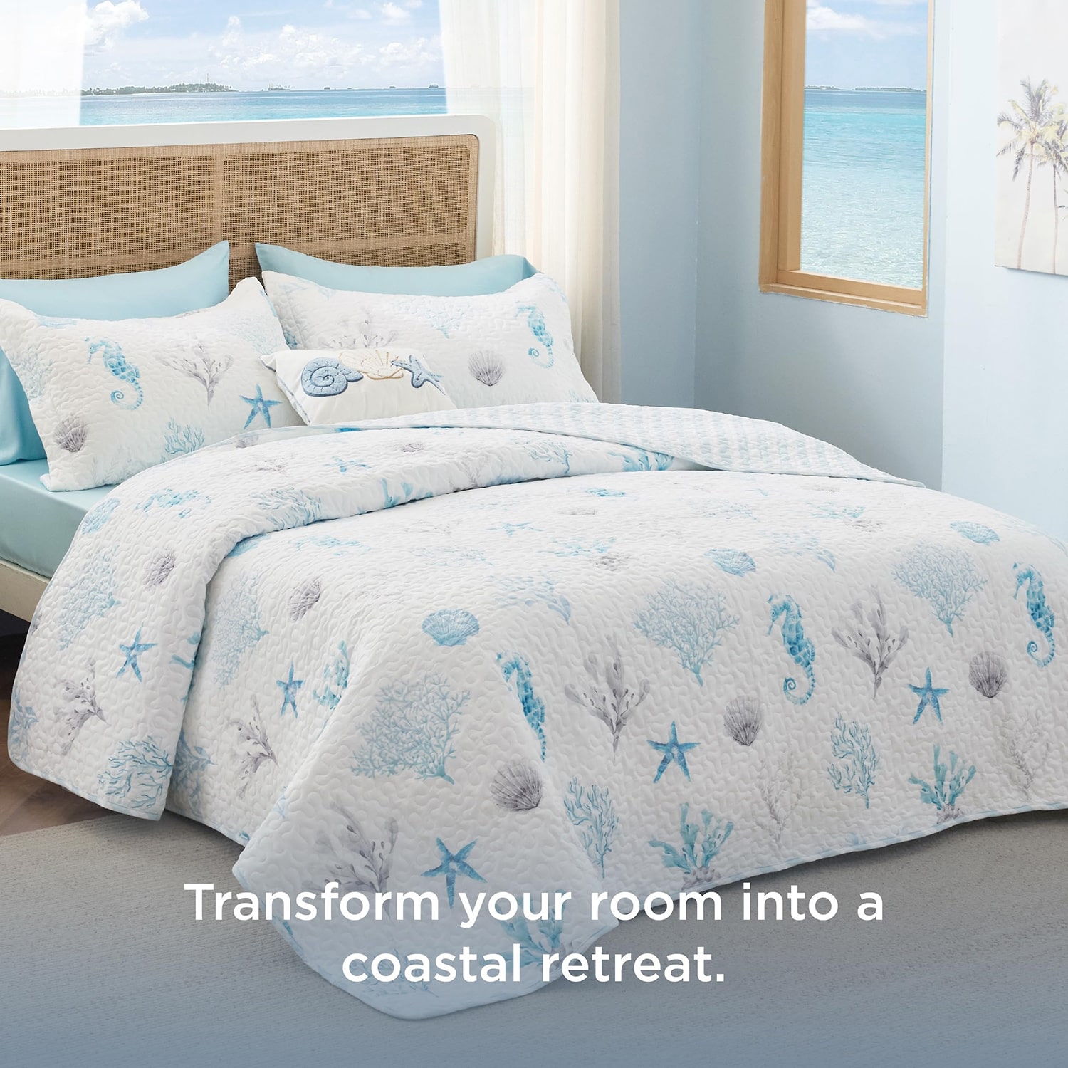 Bedsure® Plants Silhouettes Quilt Set