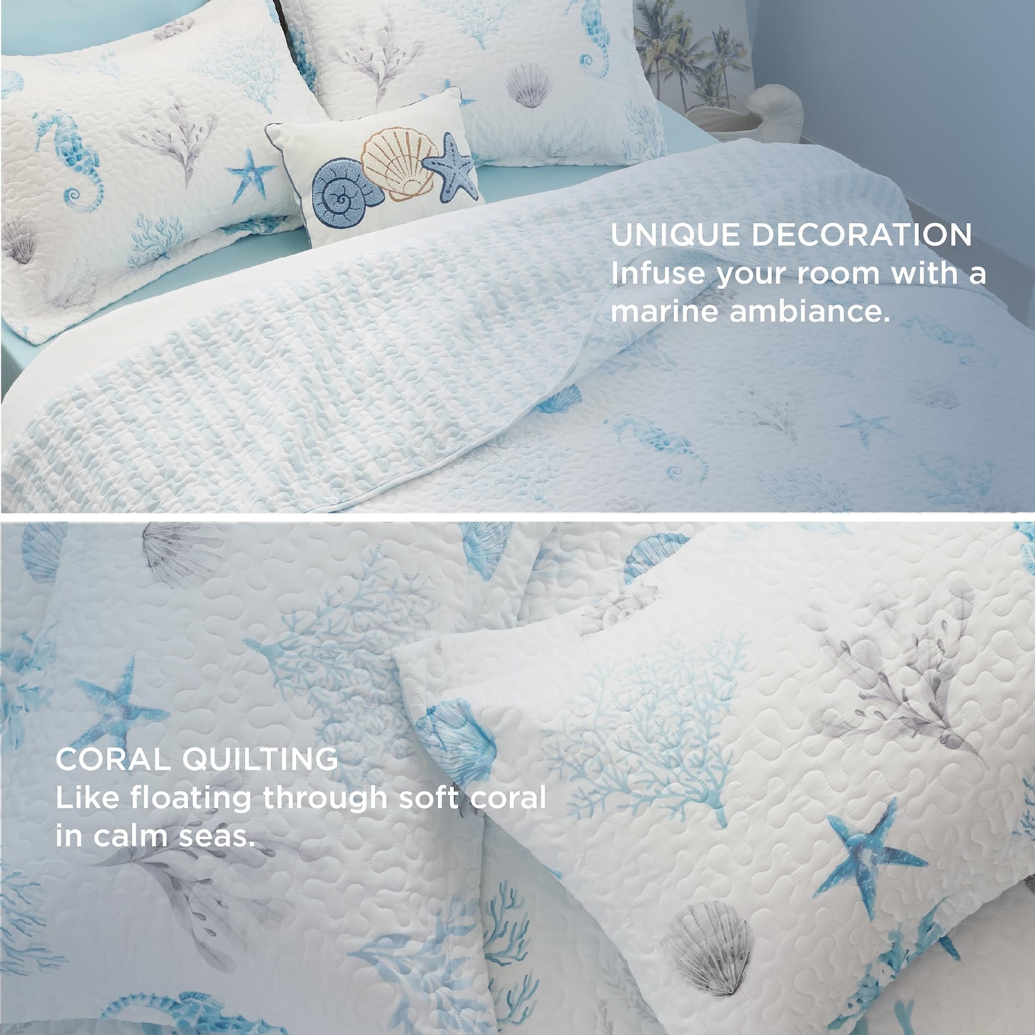 Bedsure® Plants Silhouettes Quilt Set