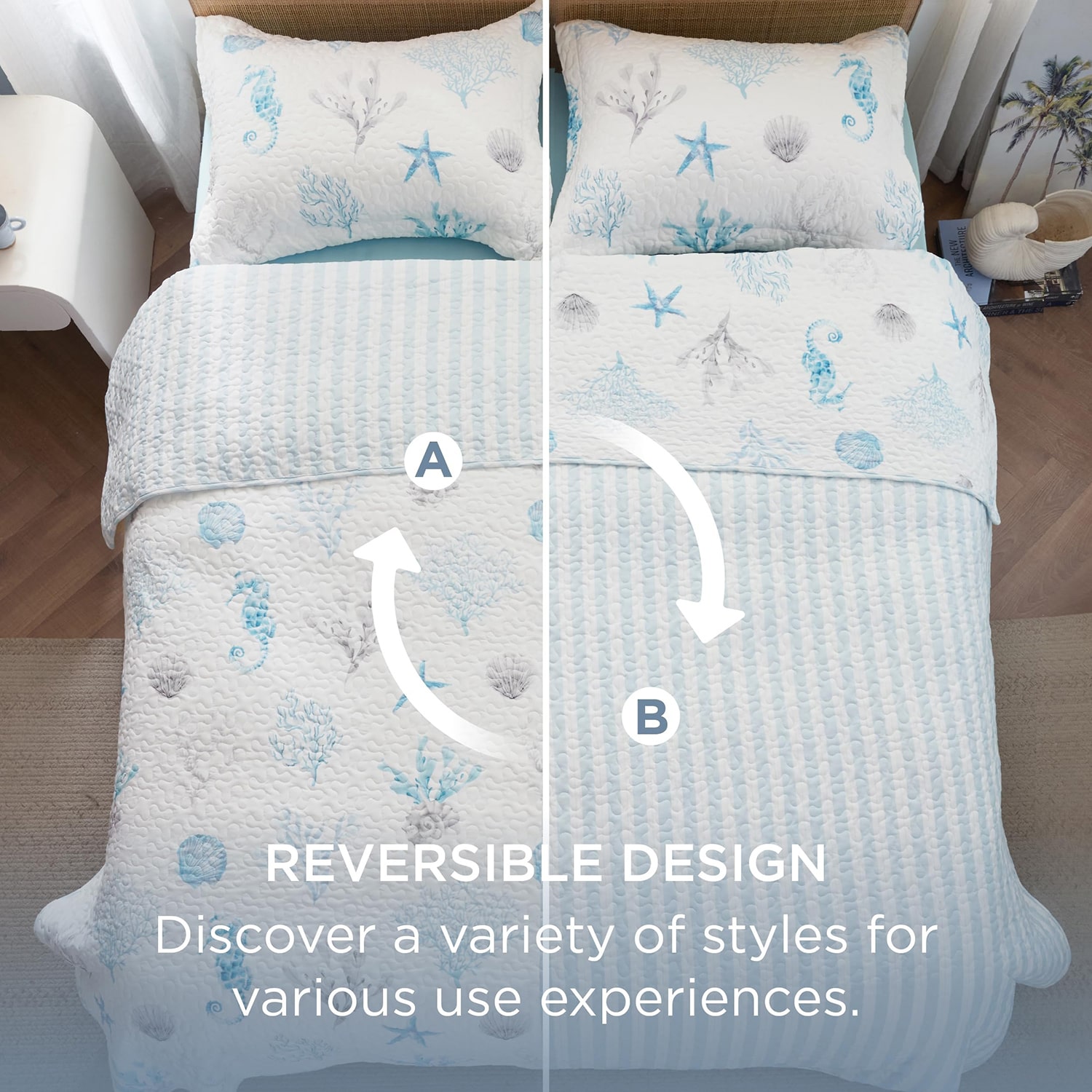 Bedsure® Plants Silhouettes Quilt Set