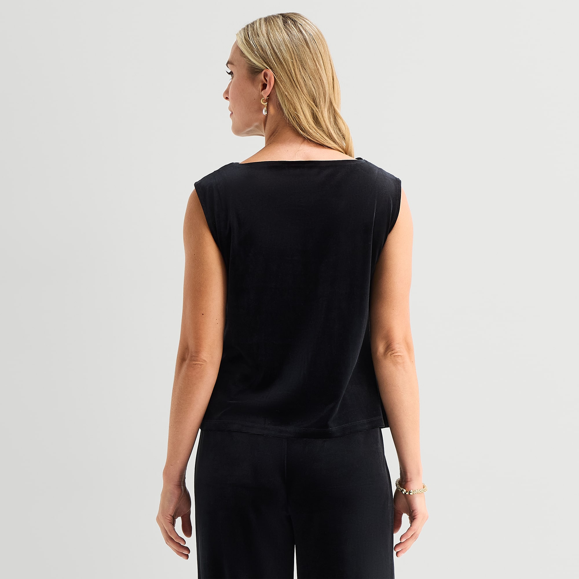 Liz Claiborne Womens Draped Neck Sleeveless Blouse