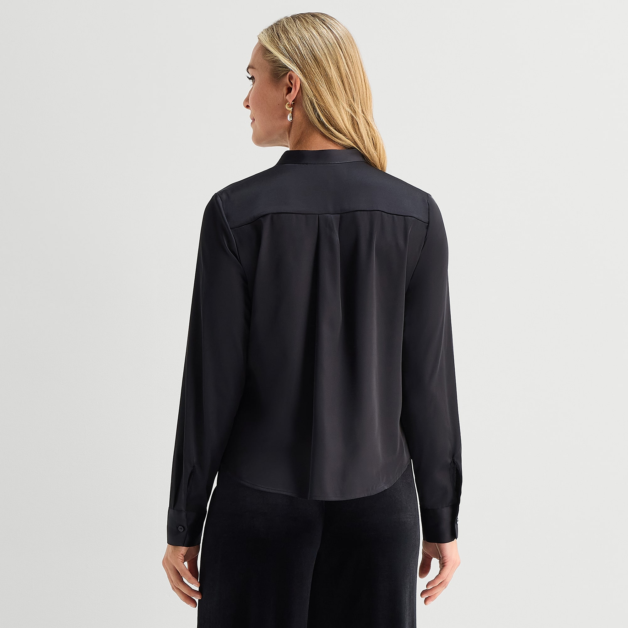 Liz Claiborne Womens Henley Neck Long Sleeve Dress Shirt