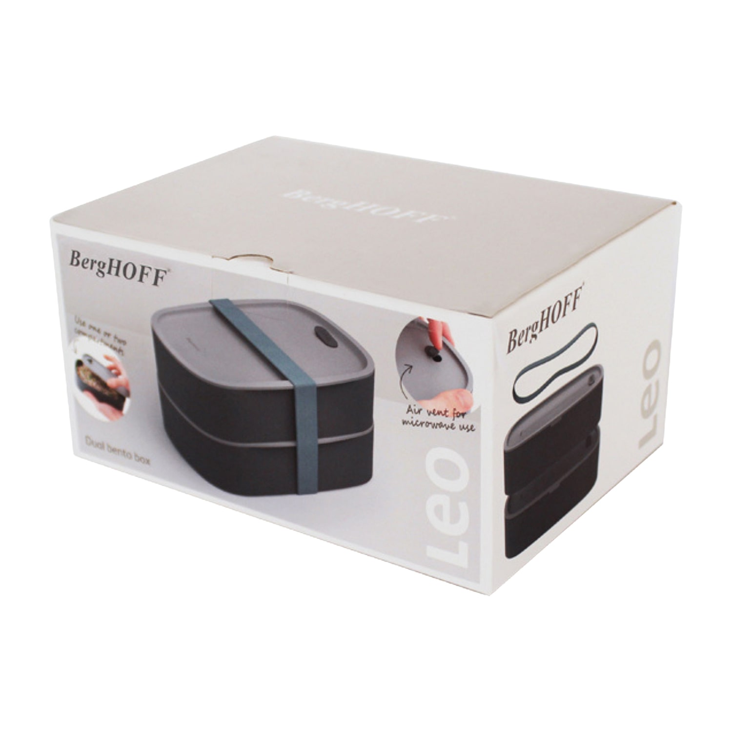 BergHOFF Leo Dual Bento Box Set With Strap 3-pc. Food Container