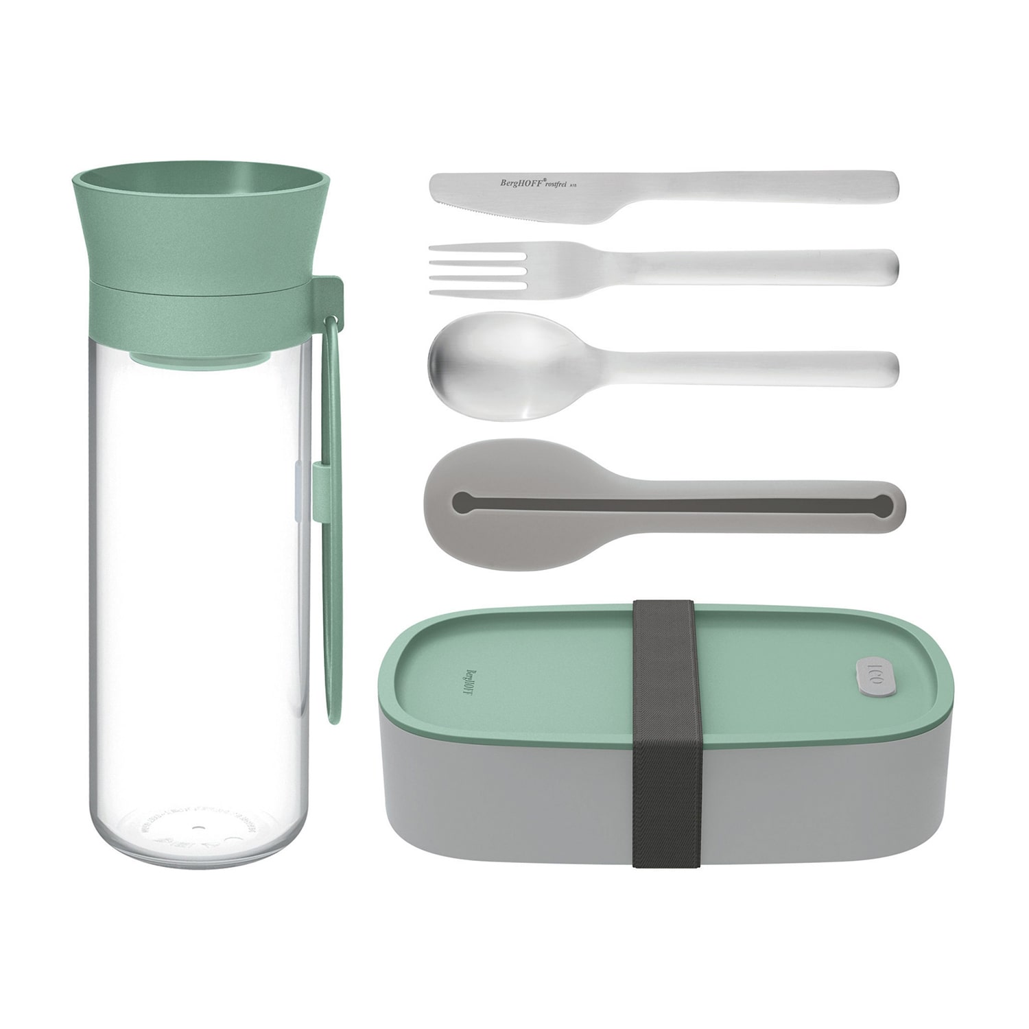 BergHOFF Leo Water Bottle Flatware & Bento Box Lunch 7-pc. Food Container