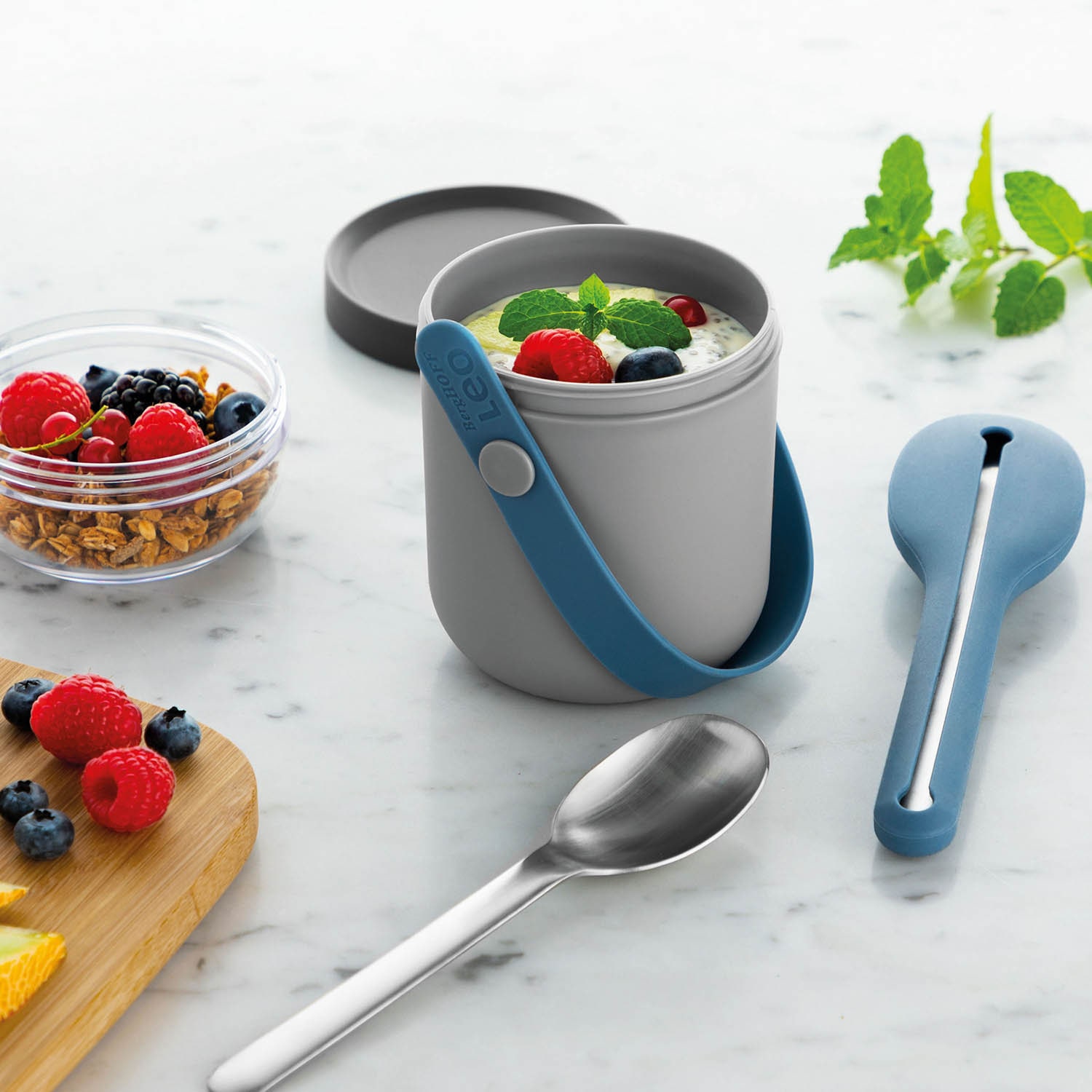 BergHOFF Leo Travel Set With Dual Lunch Pot And Flatware 5-pc. Food Container