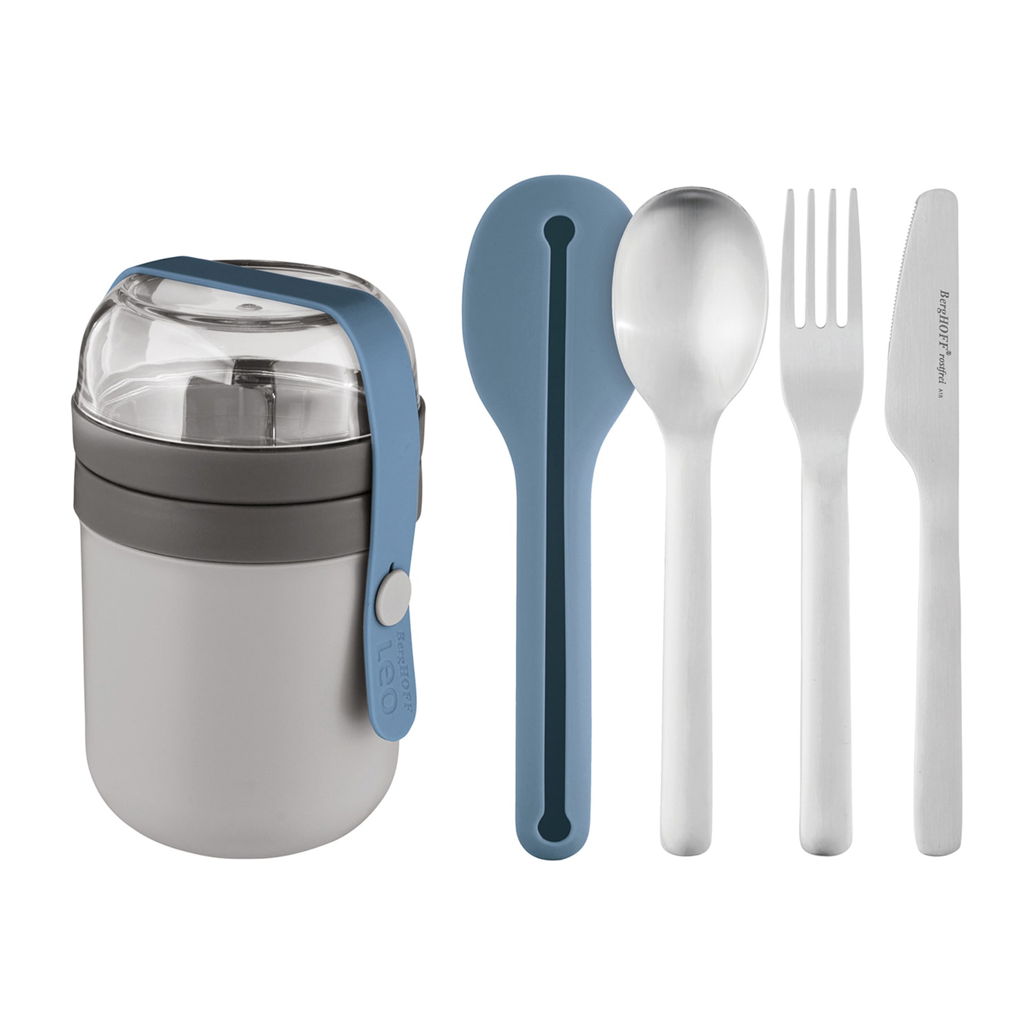 BergHOFF Leo Travel Set With Dual Lunch Pot And Flatware 5-pc. Food Container